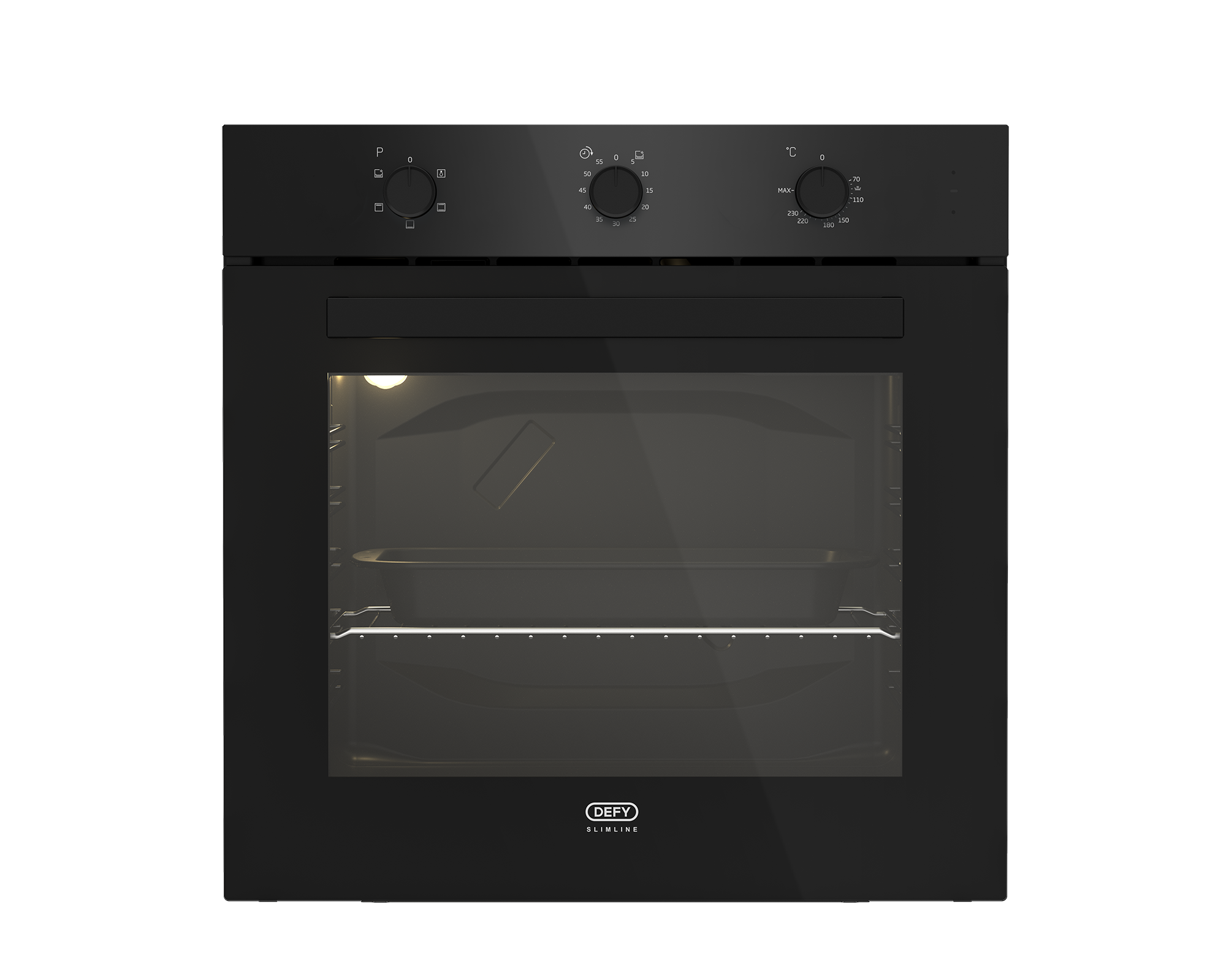 Defy Slimline 600 Eye-Level Static Oven (Black Glass) - DBO483E