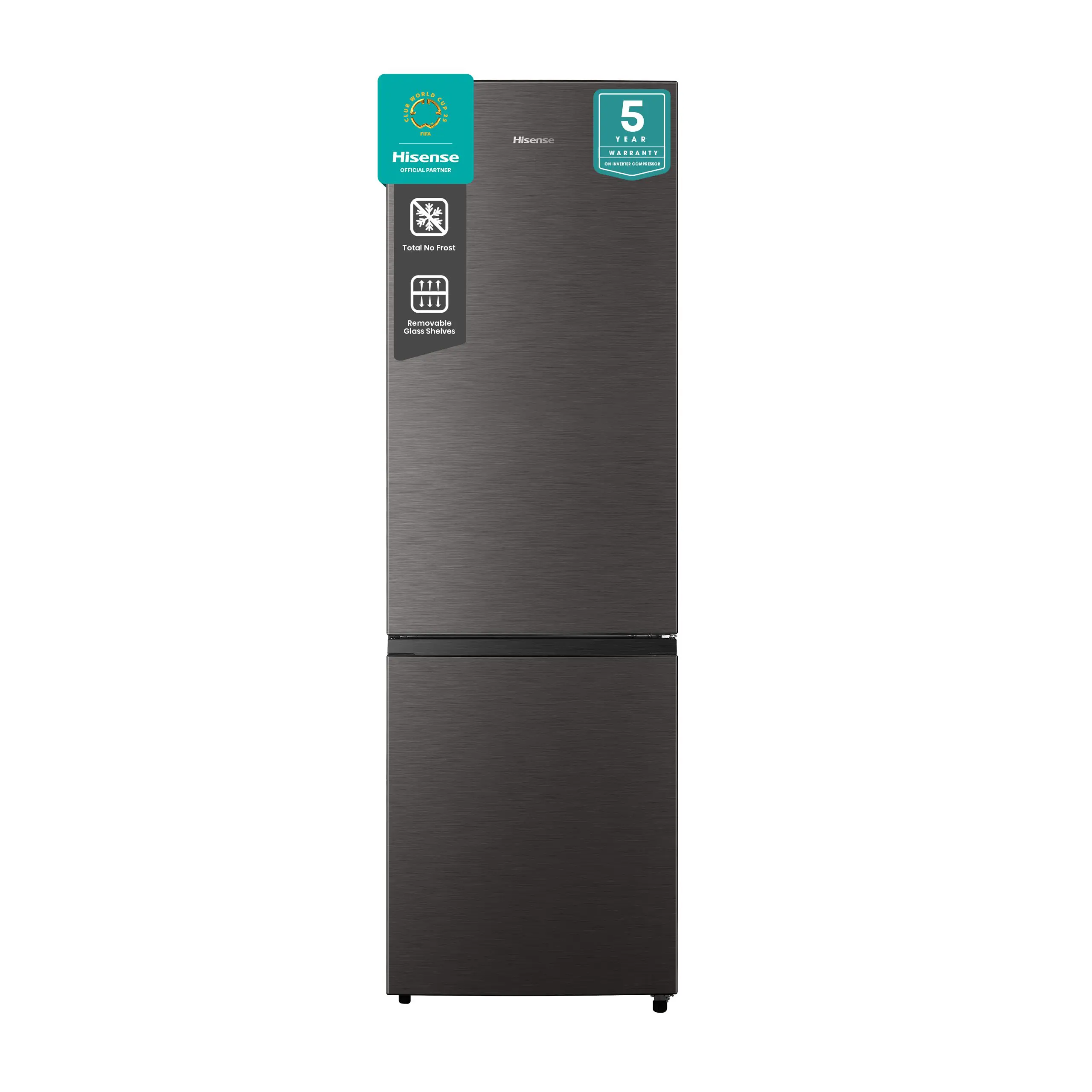 Hisense H370BIT 264 L Titanium Inox Combi Refrigerator