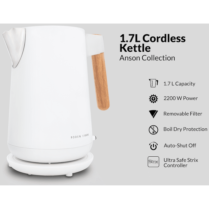 Boden Stark Anson Collection 1.7l 2000w SS Kettle - White - Image 2
