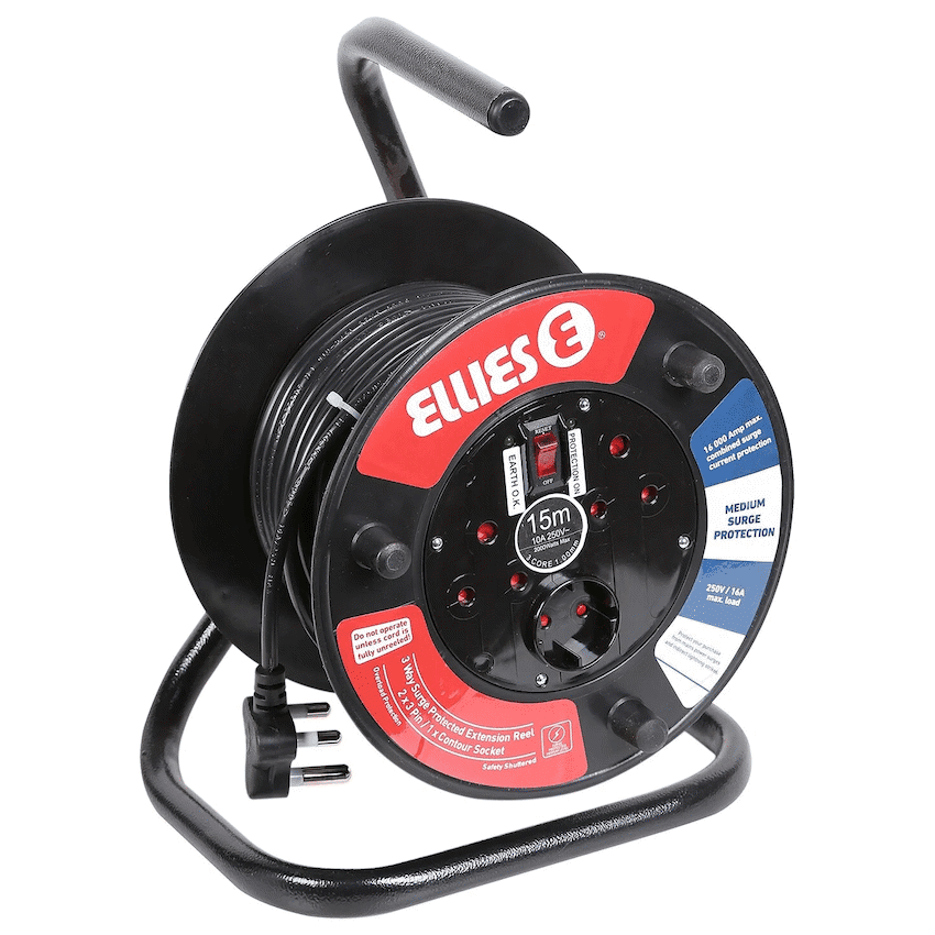 Ellies Heavy Duty Surge Extension Reel - 20m - BK