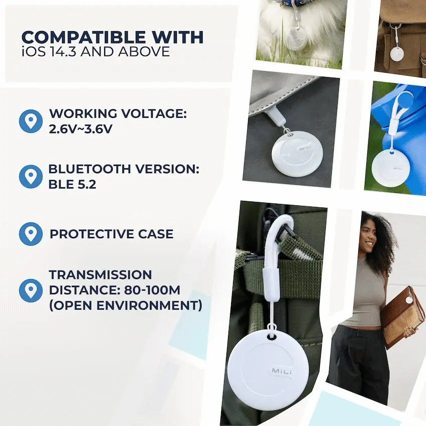 MiTag Apple-Compatible Tag with Leather Keychain Accessory - 1 Pack - Image 4