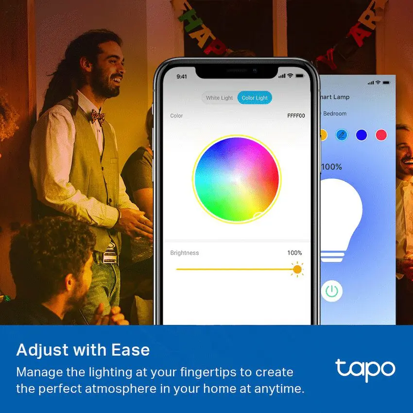 TP-Link Tapo L530E 2 Pack 8.7w Smart Wi-Fi Warm White Light Bulb, Dimmable, A60, E27 - Image 3