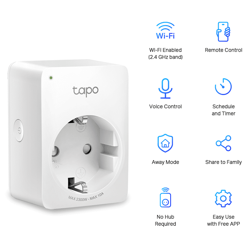 TP-Link Tapo P100 (1-Pack) Wi-Fi 2.4G (1T1R), BT Onboarding - Image 2