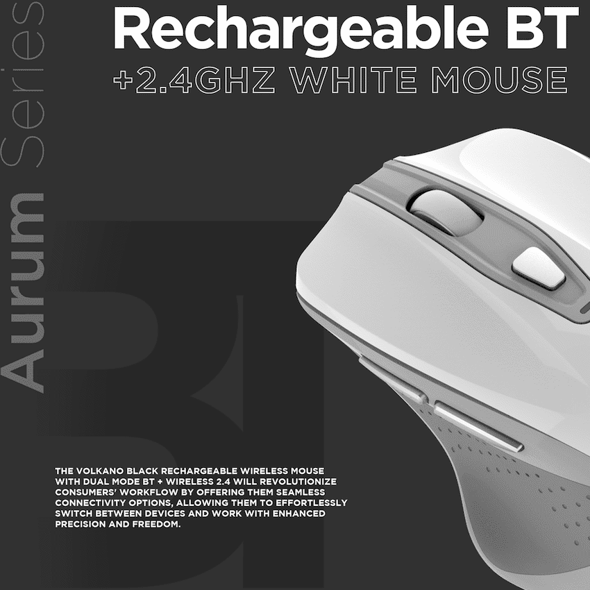 Volkano Aurum Series Bluetooth Wireless Mouse - White - Image 2
