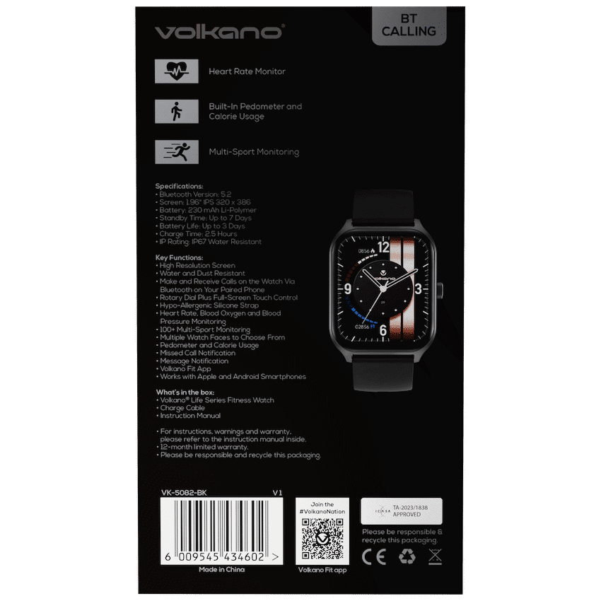Volkano Life Series Smart Watches - Black - Image 3