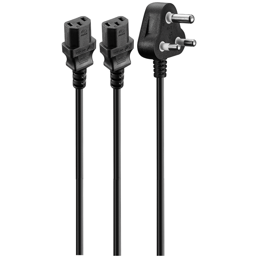 Volkano Presto Series Double 3 Pin IEC Power Cable 1.8m 10a - Black