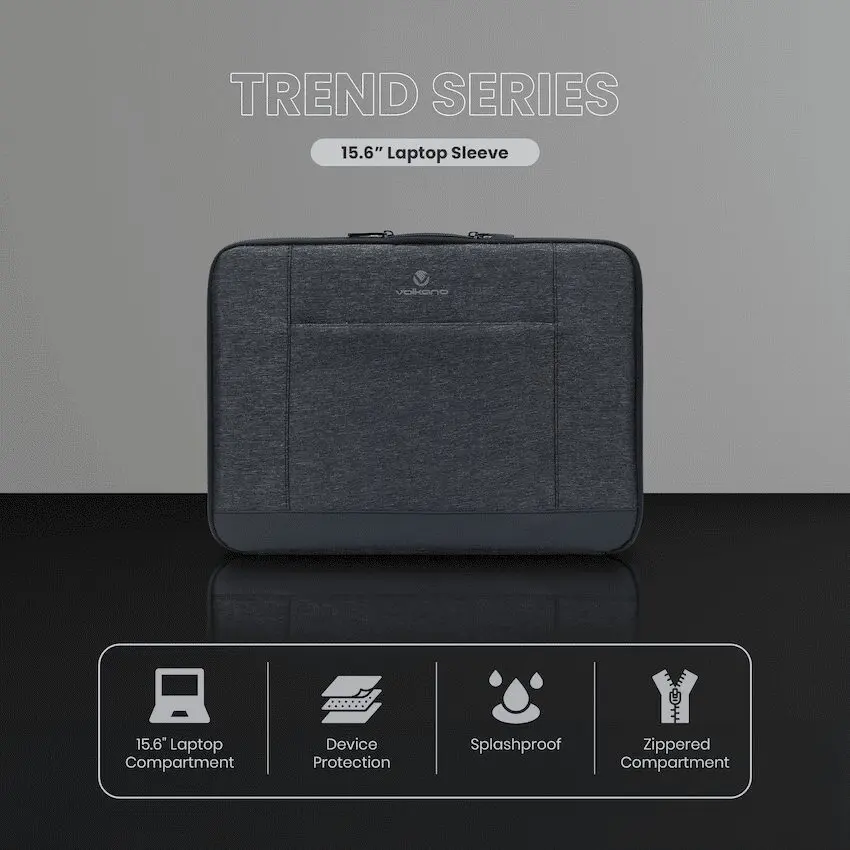 Volkano Trend Series 15.6" Laptop Sleeve - Grey - Image 3