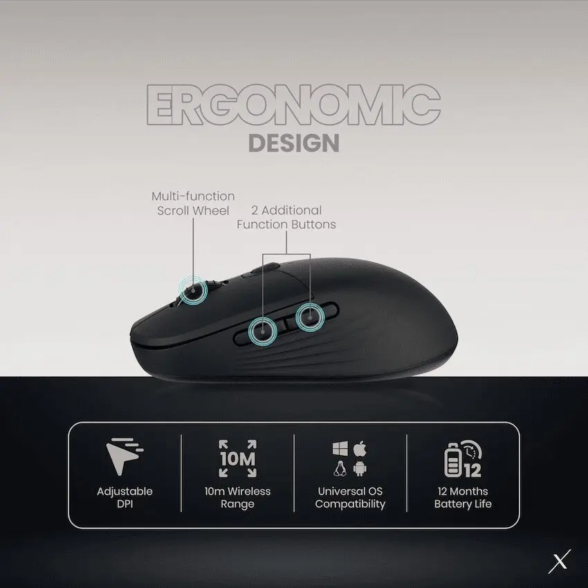 VolkanoX Inferna Bluetooth Wireless Mouse - Graphite - Image 2