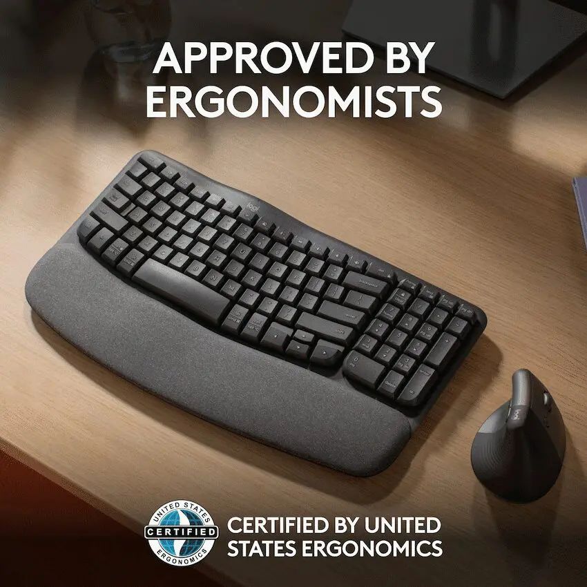 Logitech(R) Wave Keys Wireless Ergonomic Keyboard - Graphite - Image 4