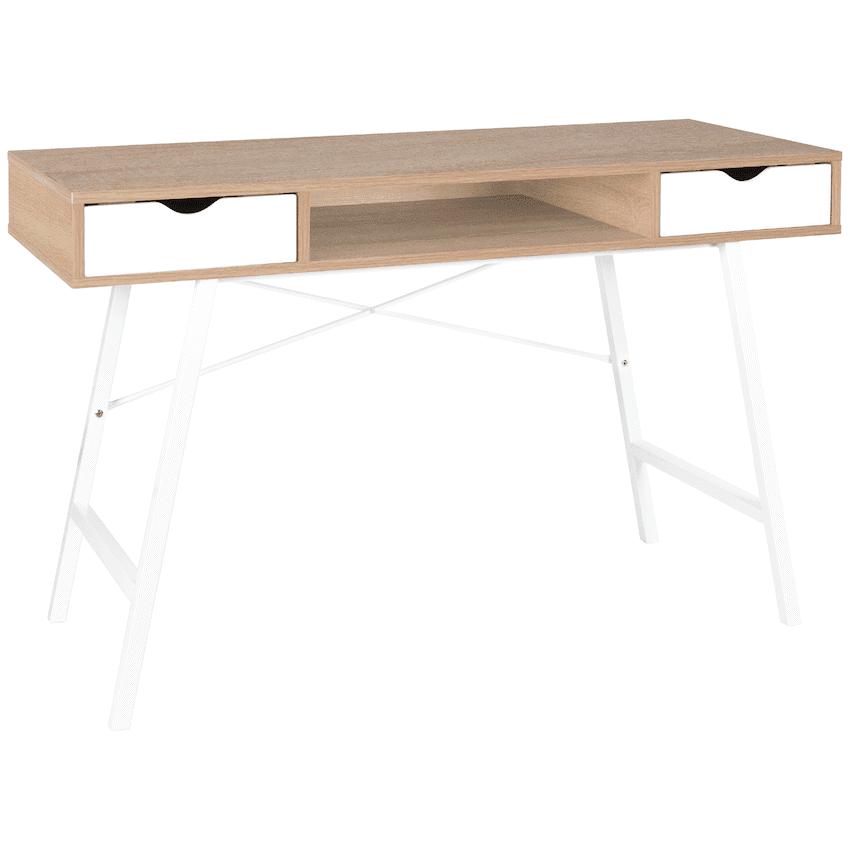Everfurn Rain Work Desk - Study Desk with Two Drawers, Steel Frame, Adjustable Feet - Image 4
