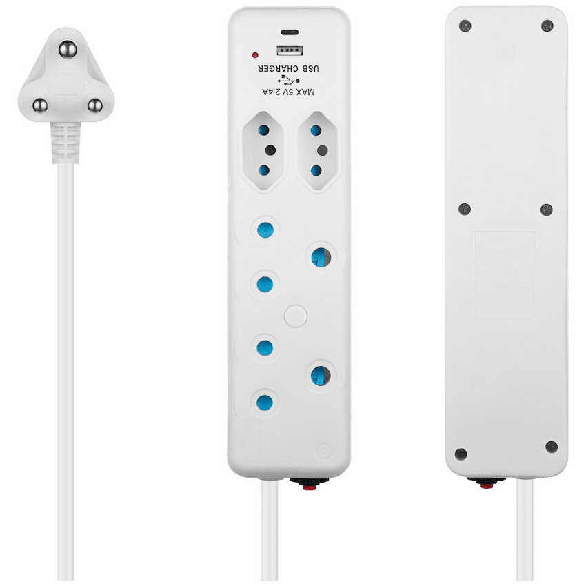 Switched 4-Way Extension Lead with 1x Type-C + 1x USB - 4m - Image 2