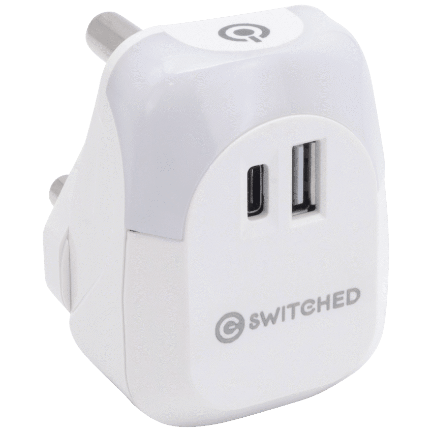 Switched Halo Fast Charge Power Adaptor, USB and Type-C Ports, Output 20w - Soft Touch Night Light - Image 3