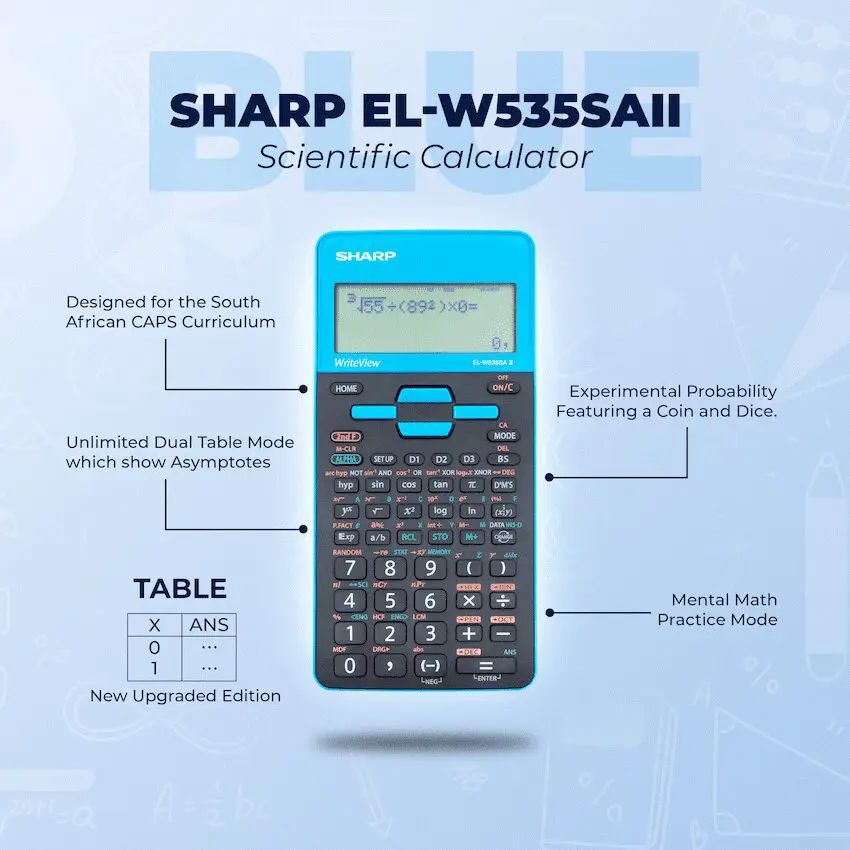 Sharp EL-W535SAII Blue Scientific Calculator - Image 3
