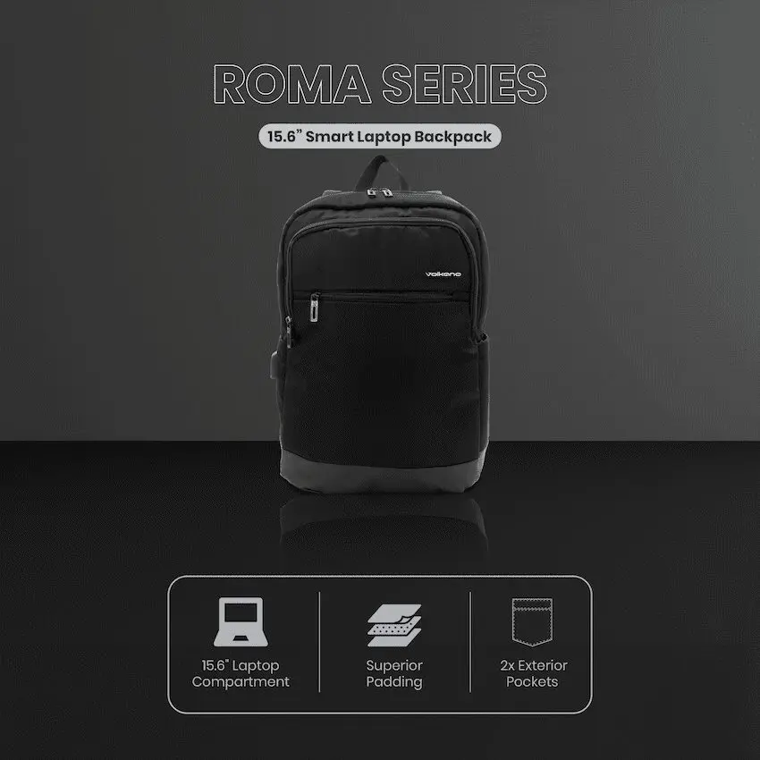 Volkano Roma 15.6" Smart Laptop Backpack - Black - Image 4