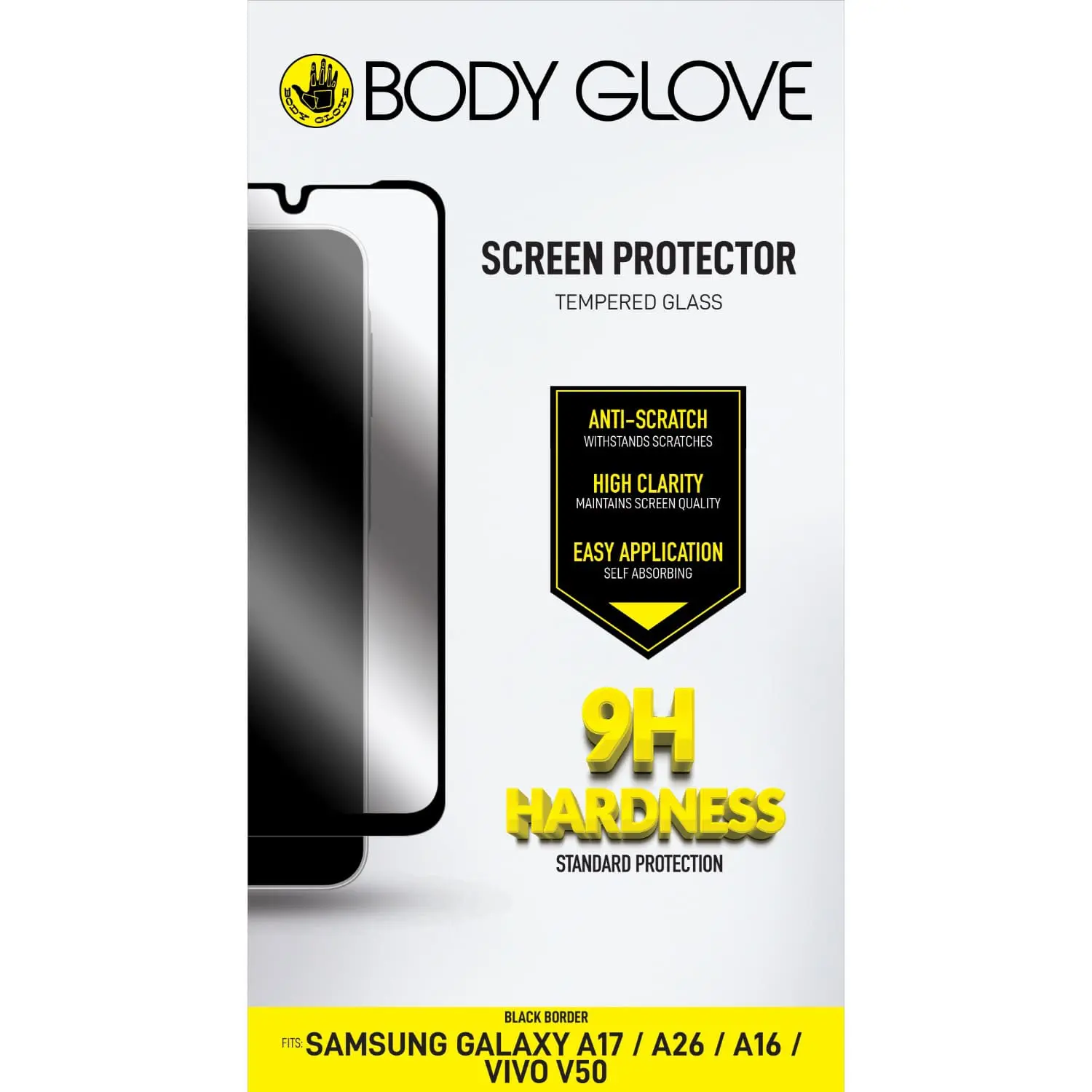 Body Glove Tempered Glass Screen Protector - Samsung Galaxy A17/A26/A16/VIVO V50 - Black Border - Image 2