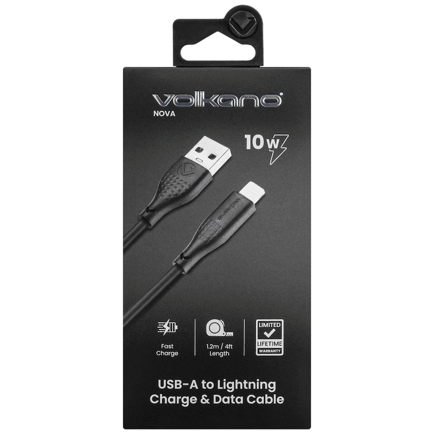 Volkano Nova Series USB A to Lightning charging cable 10W TPE-Black - Image 3