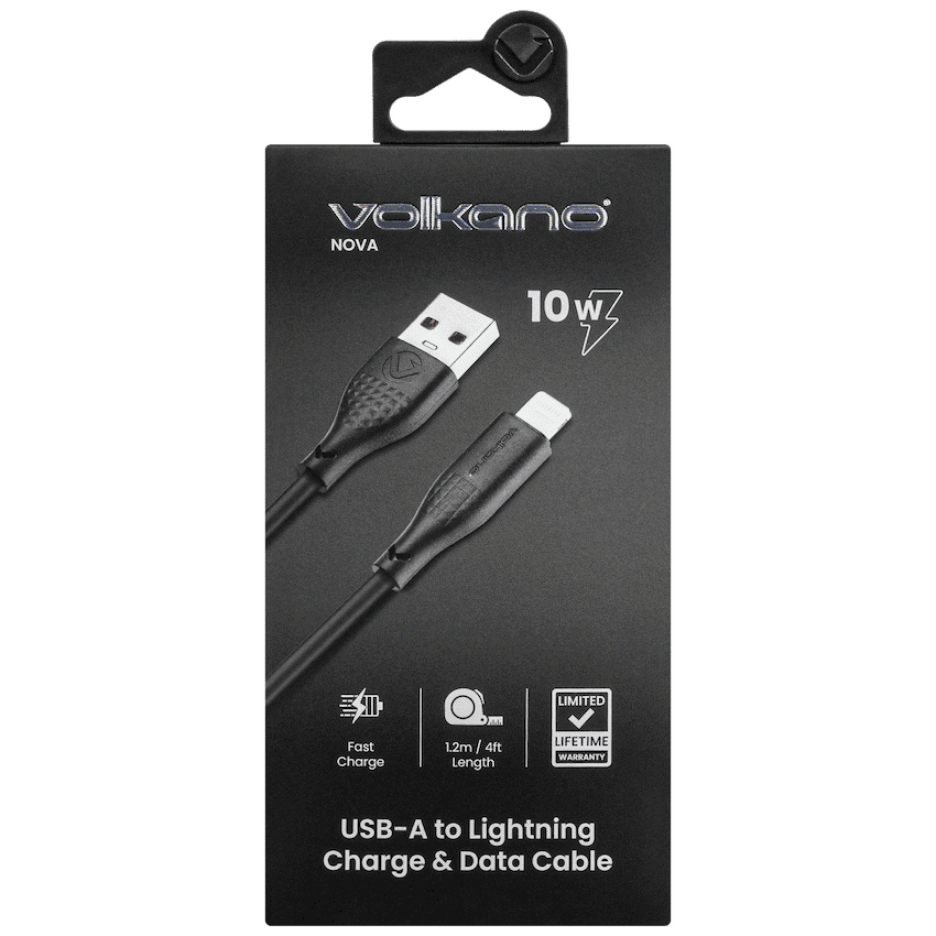 Volkano Nova Series USB A to Lightning charging cable 10W TPE-Black - Image 4