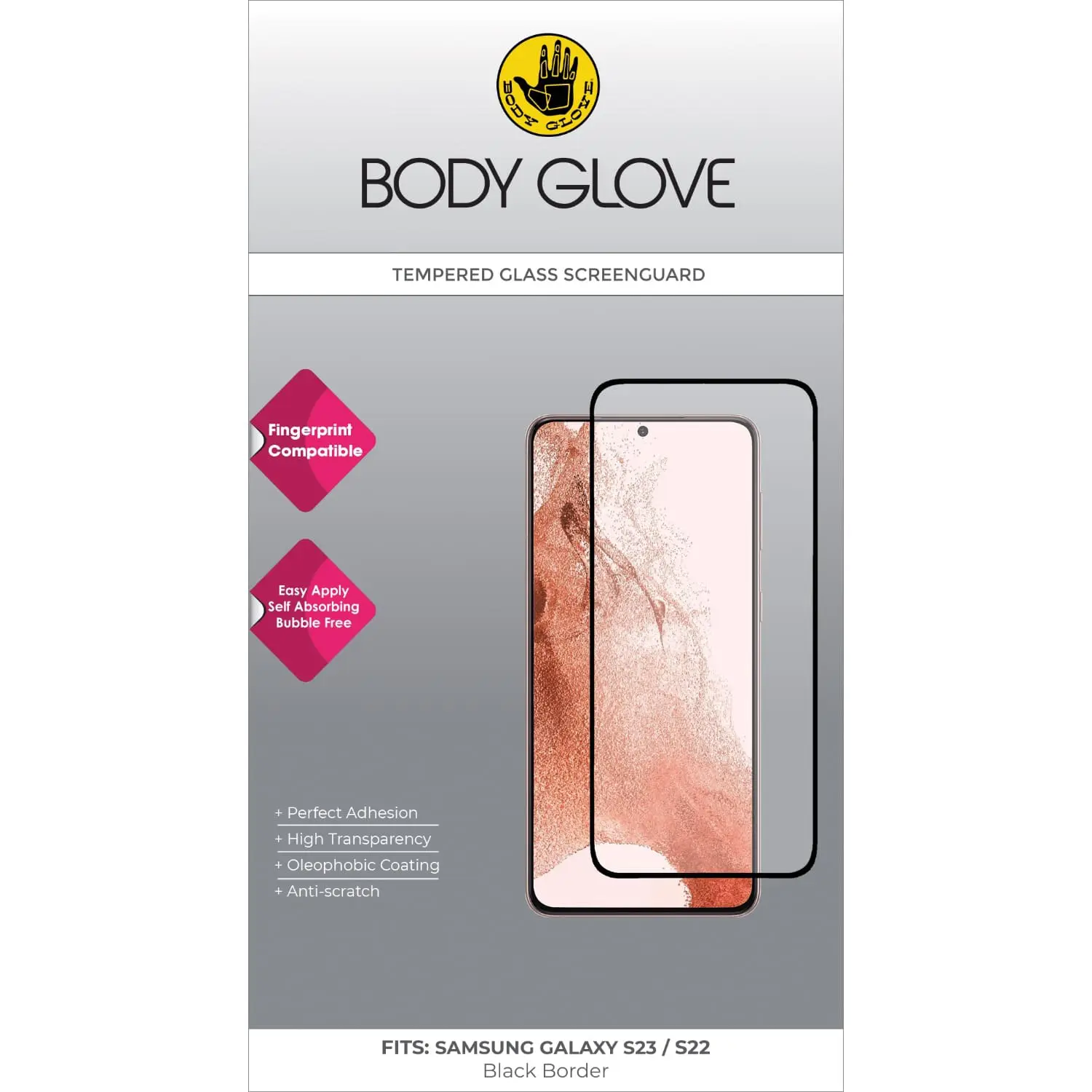 Body Glove Tempered Glass Screen Protector - Samsung Galaxy S23 / Galaxy S22 - Image 3