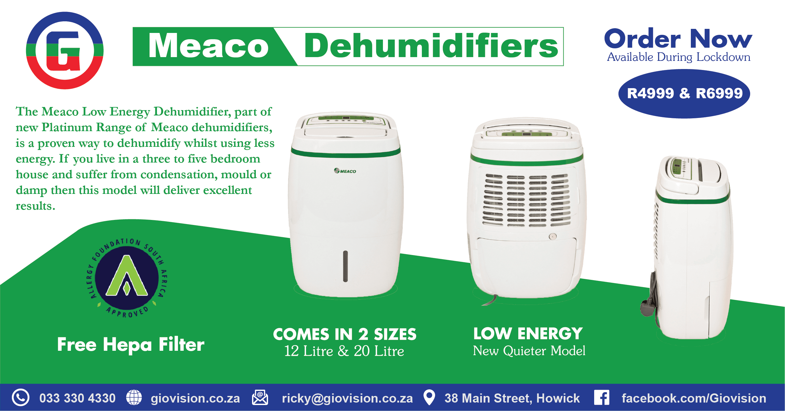 Meaco Low Energy Dehumidifier 12 litre Giovision