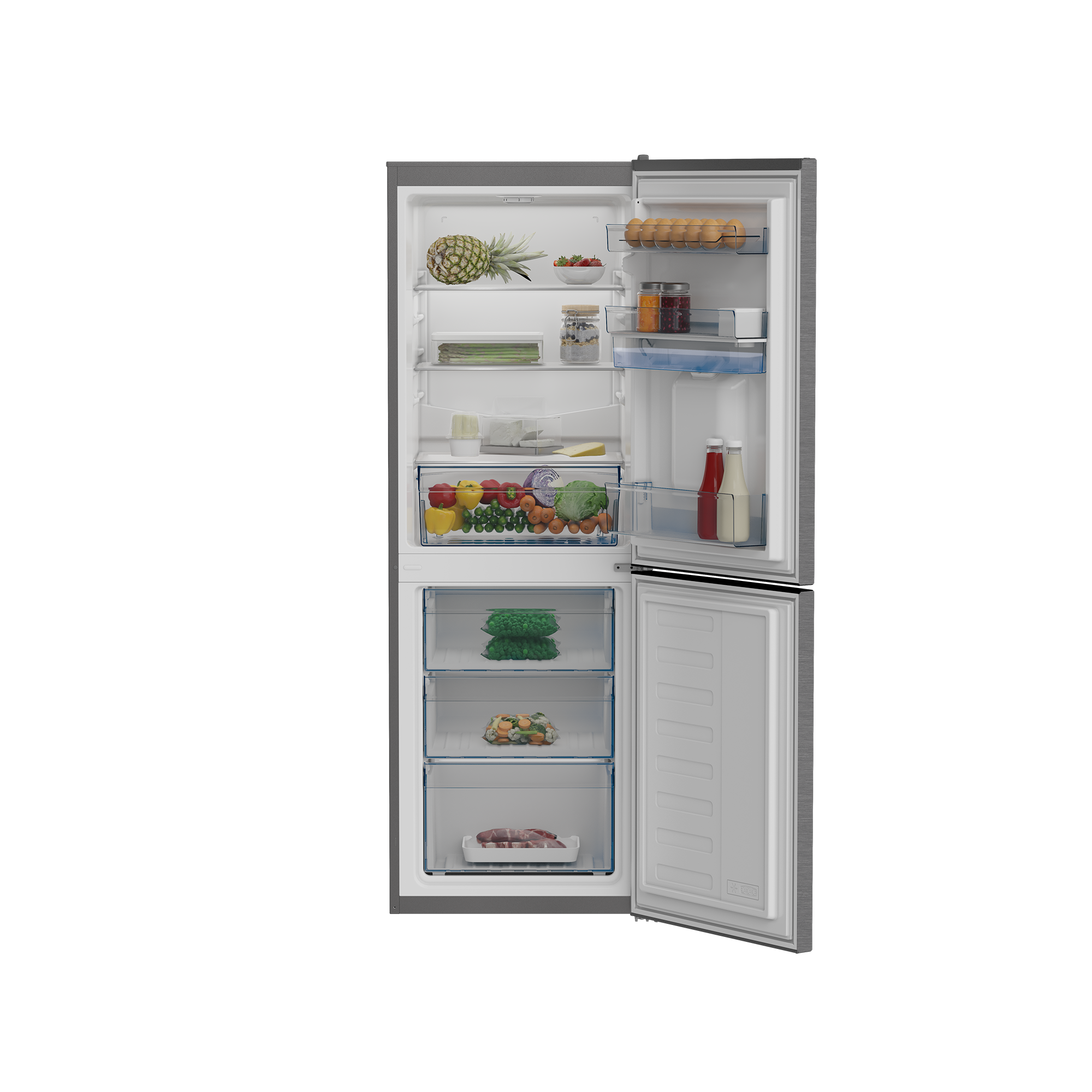 Defy 54cm Fridge / Freezer with Water Dispenser – Satin Metallic - DAC449