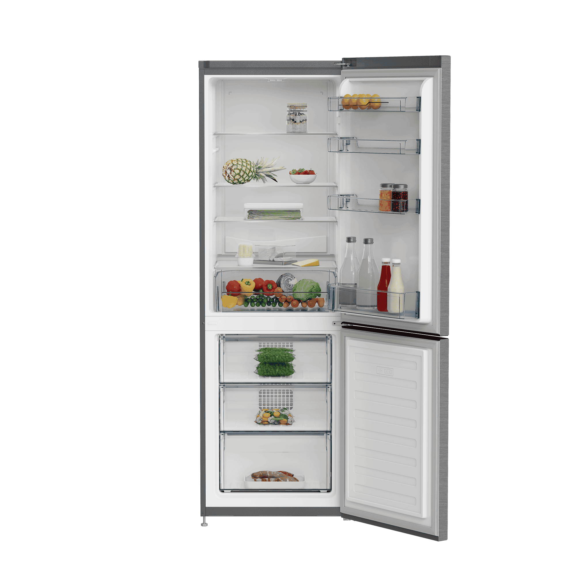 DEFY 60cm Fridge / Freezer Satin Metallic - Image 2