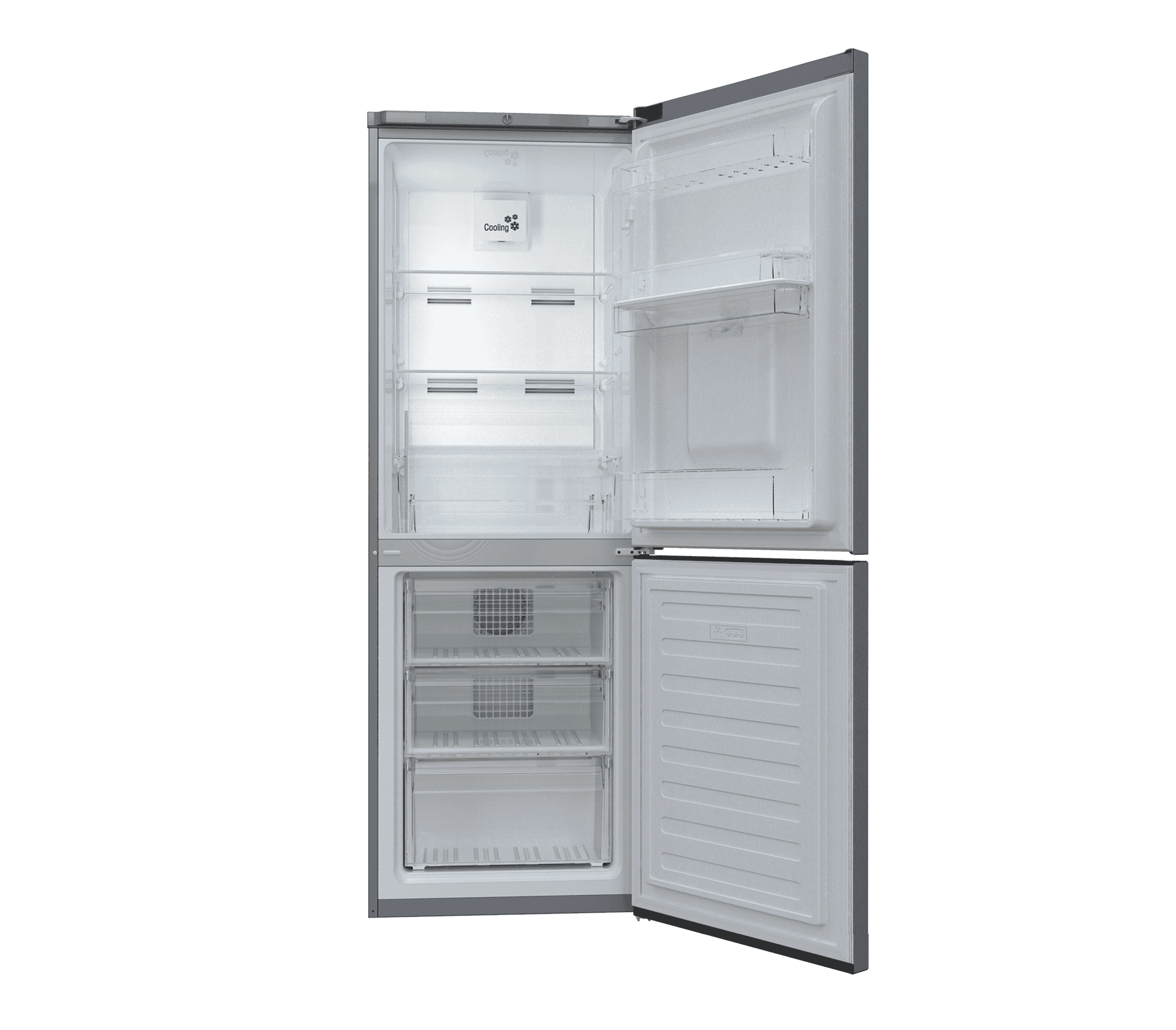 DEFY 60cm Fridge / Freezer Frost Free Satin Metallic - Image 4