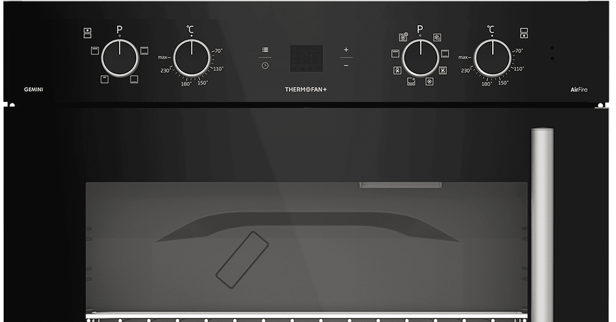 DEFY 70cm Gemini Double Oven ThermoFan+ & AirFire Black - Image 3