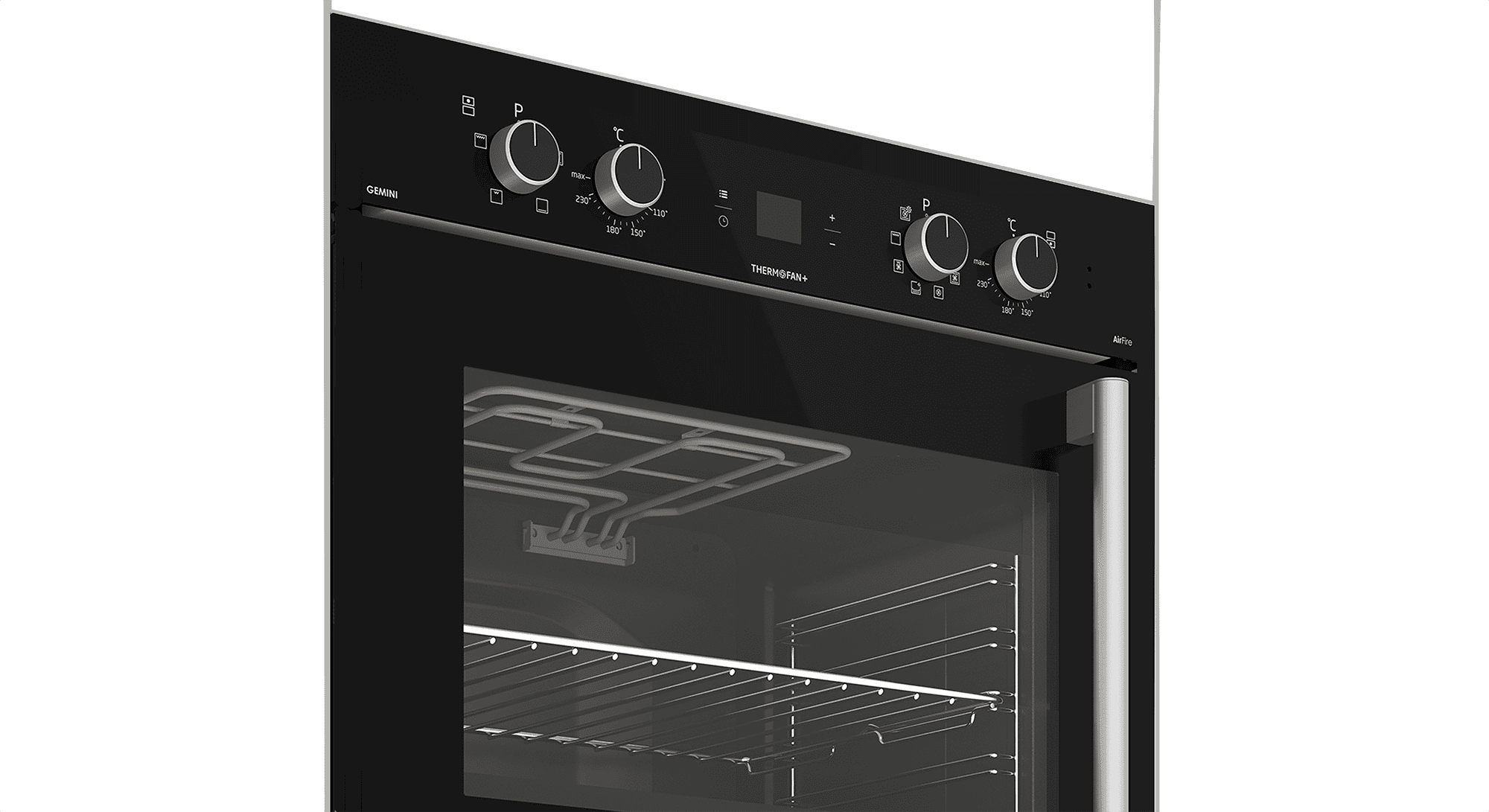 DEFY 70cm Gemini Double Oven ThermoFan+ & AirFire Black - Image 2
