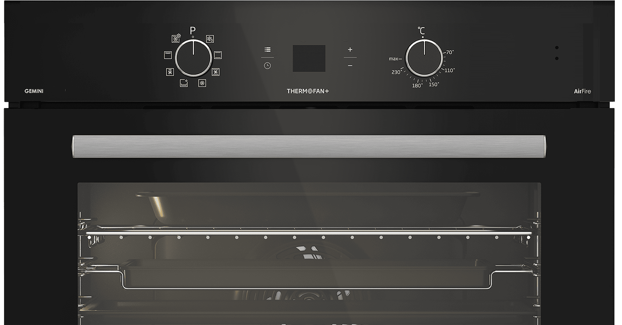DEFY 70cm Gemini Single Oven ThermoFan+ & AirFire Black - Image 3