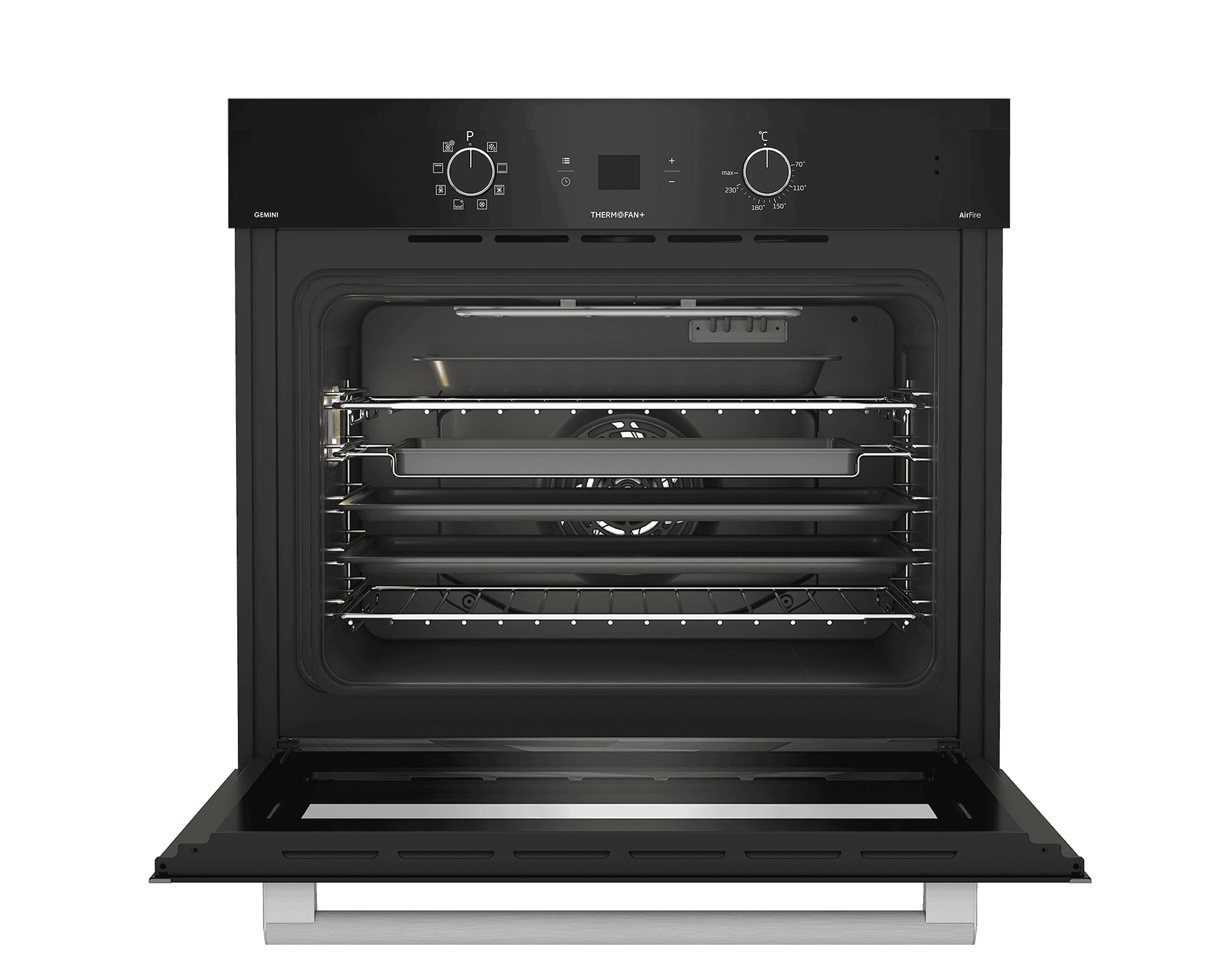 DEFY 70cm Gemini Single Oven ThermoFan+ & AirFire Black - Image 4