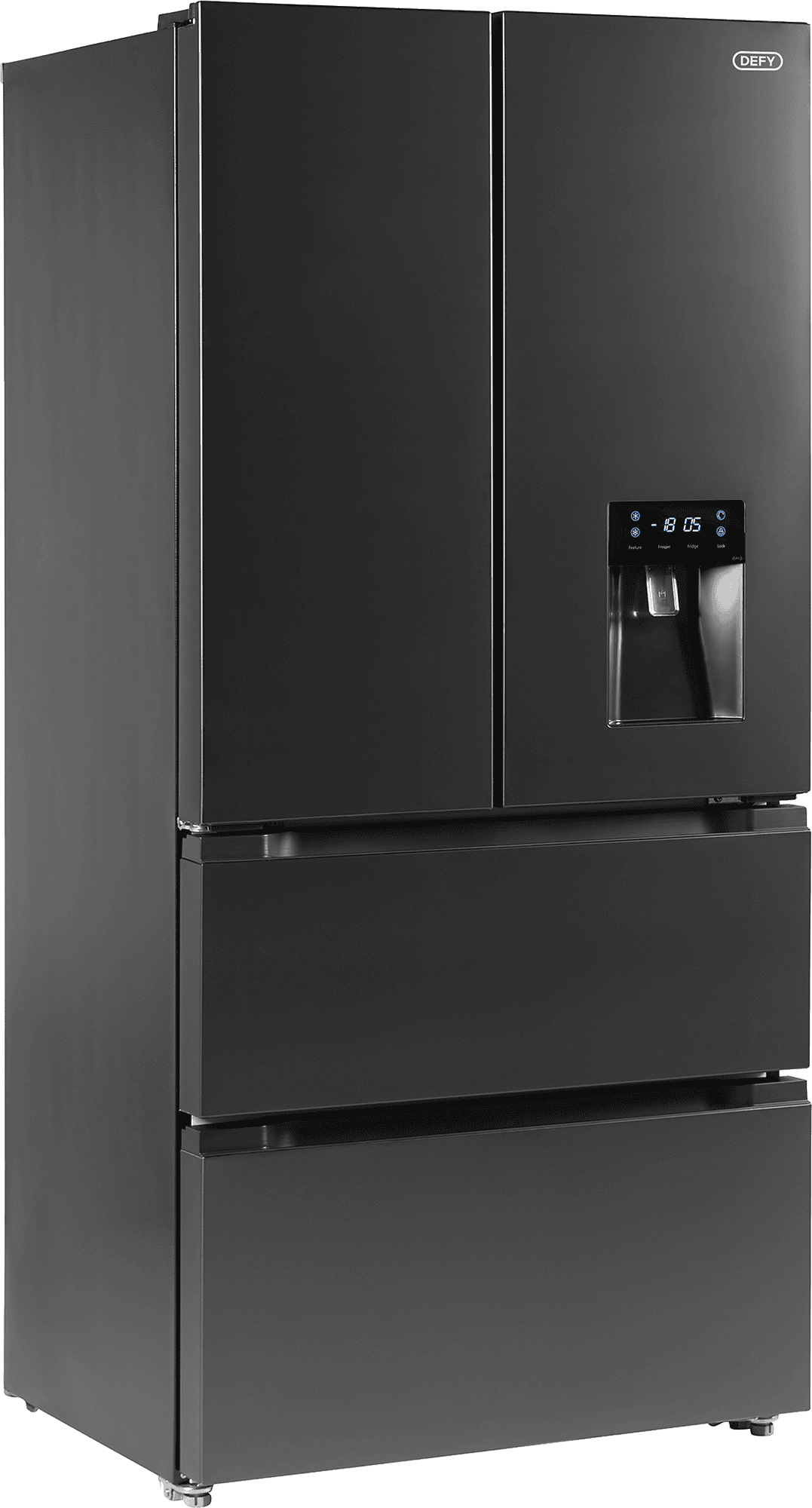 DEFY 492L French Door Black Brushed Metal Finish - Image 3
