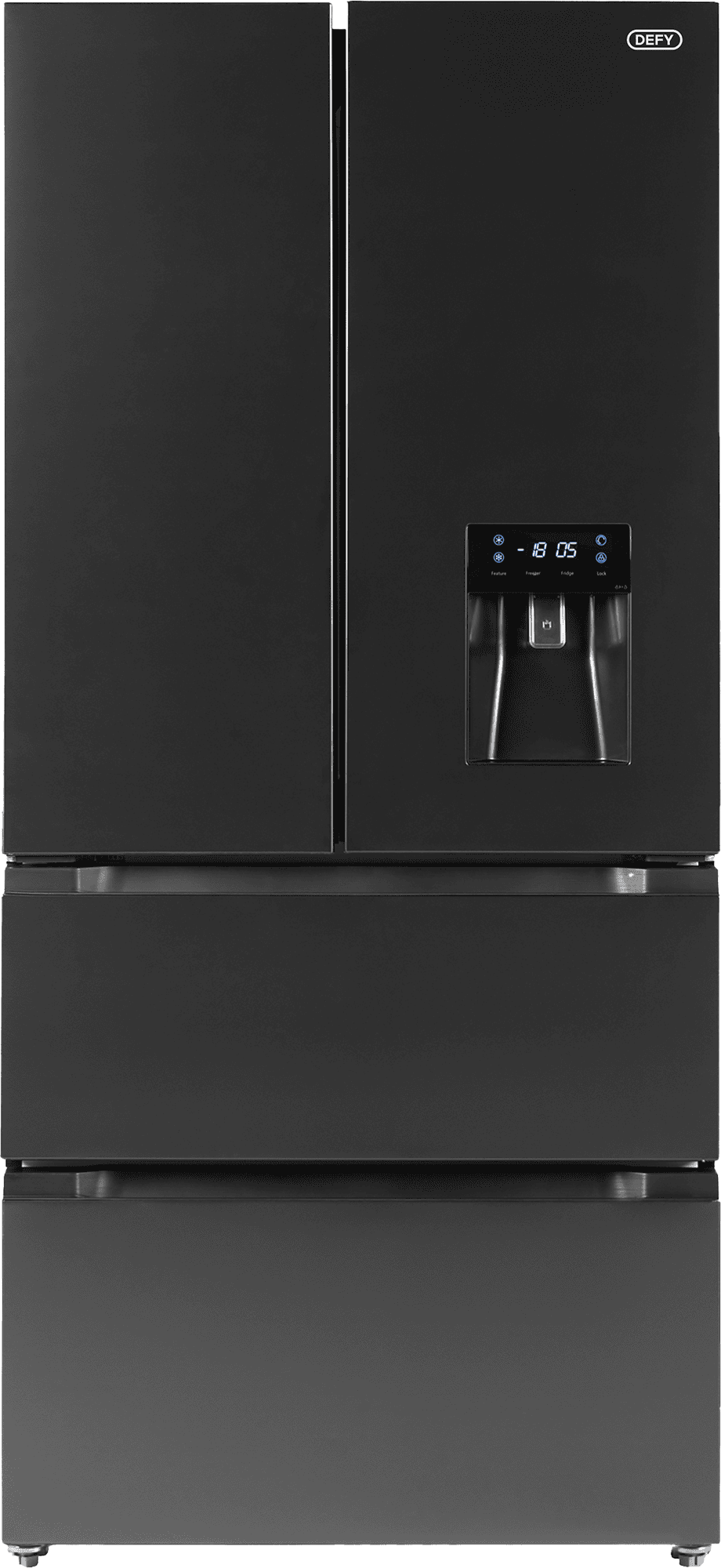 DEFY 492L French Door Black Brushed Metal Finish