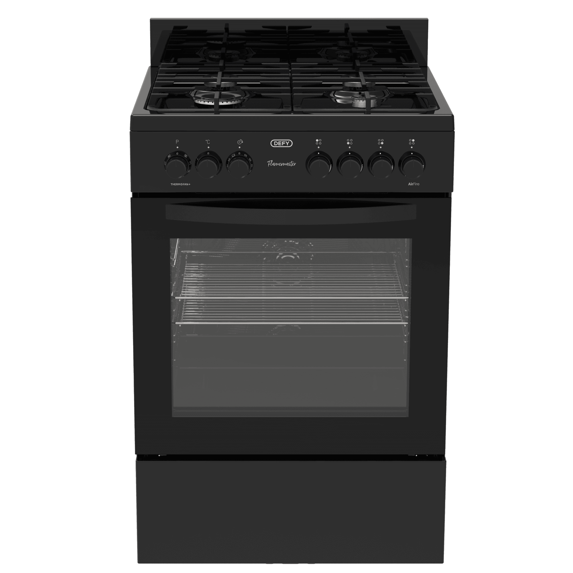 DEFY 60cm Gas Electric Freestanding Stove Thermofan+ Black