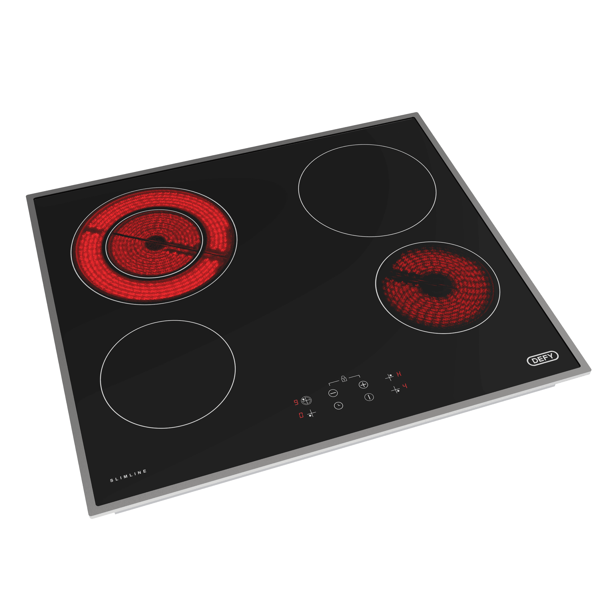 DEFY 60cm Slimline Vitroceramic Dual Zone Hob Black CP - Image 2