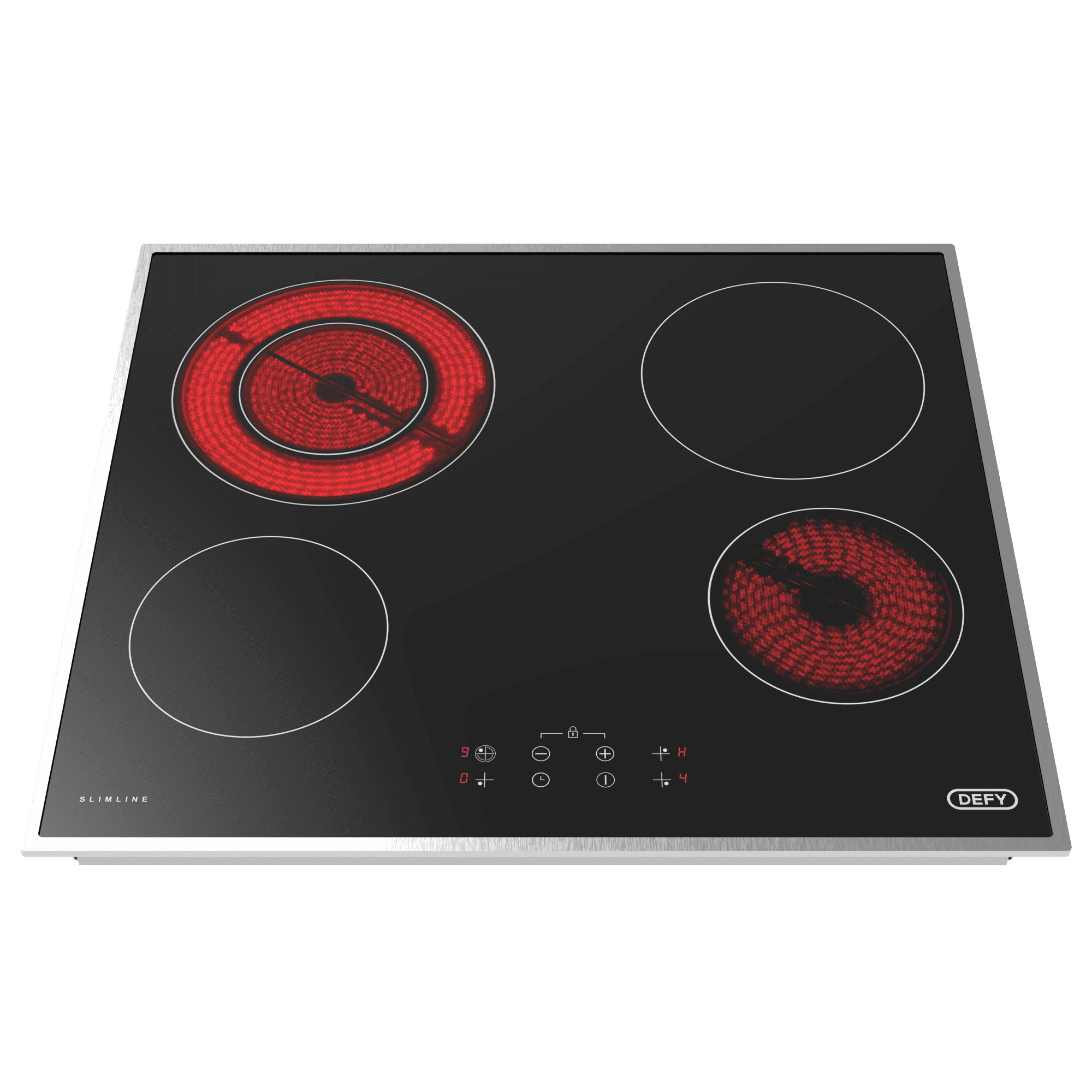 DEFY 60cm Slimline Vitroceramic Dual Zone Hob Black CP - Image 3
