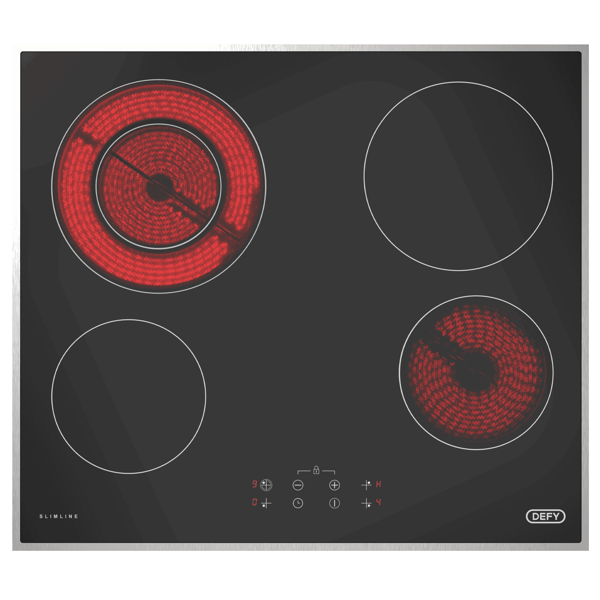 DEFY 60cm Slimline Vitroceramic Dual Zone Hob Black CP