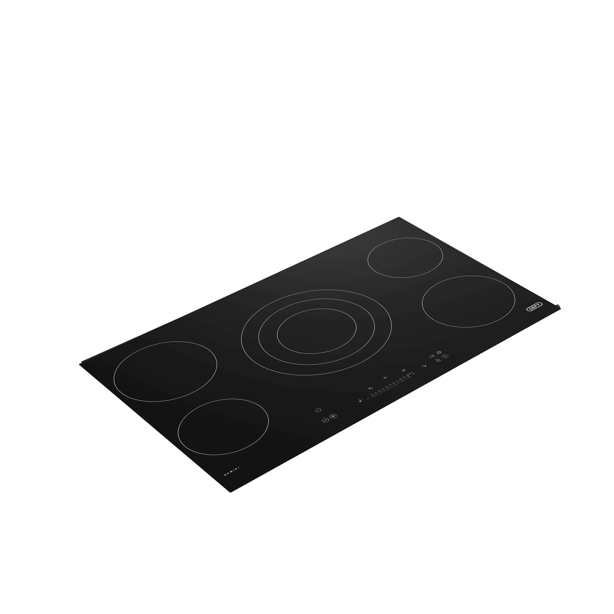 DEFY 90cm Gemini Vitroceramic Triple Zone Hob Black CP - Image 2