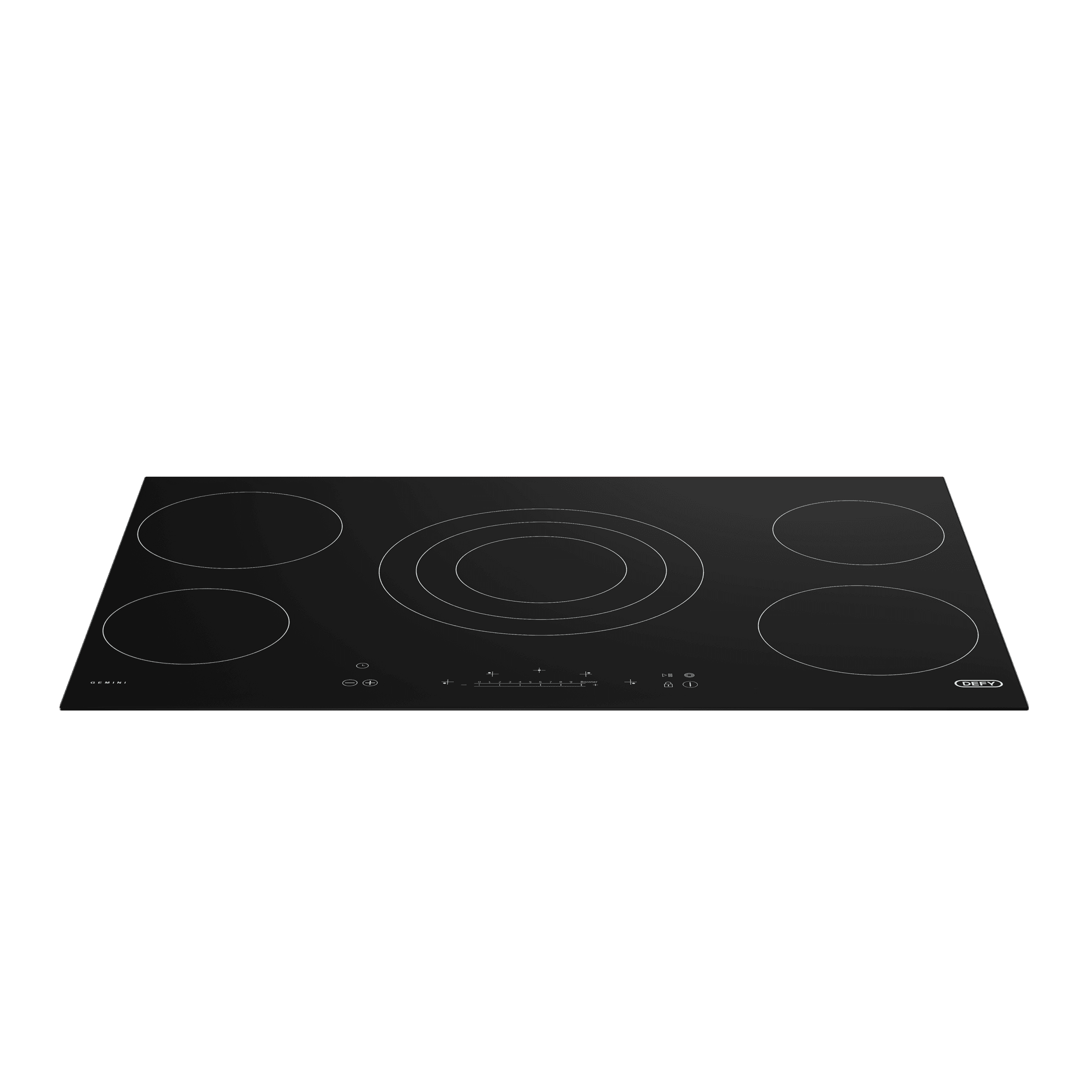 DEFY 90cm Gemini Vitroceramic Triple Zone Hob Black CP - Image 3