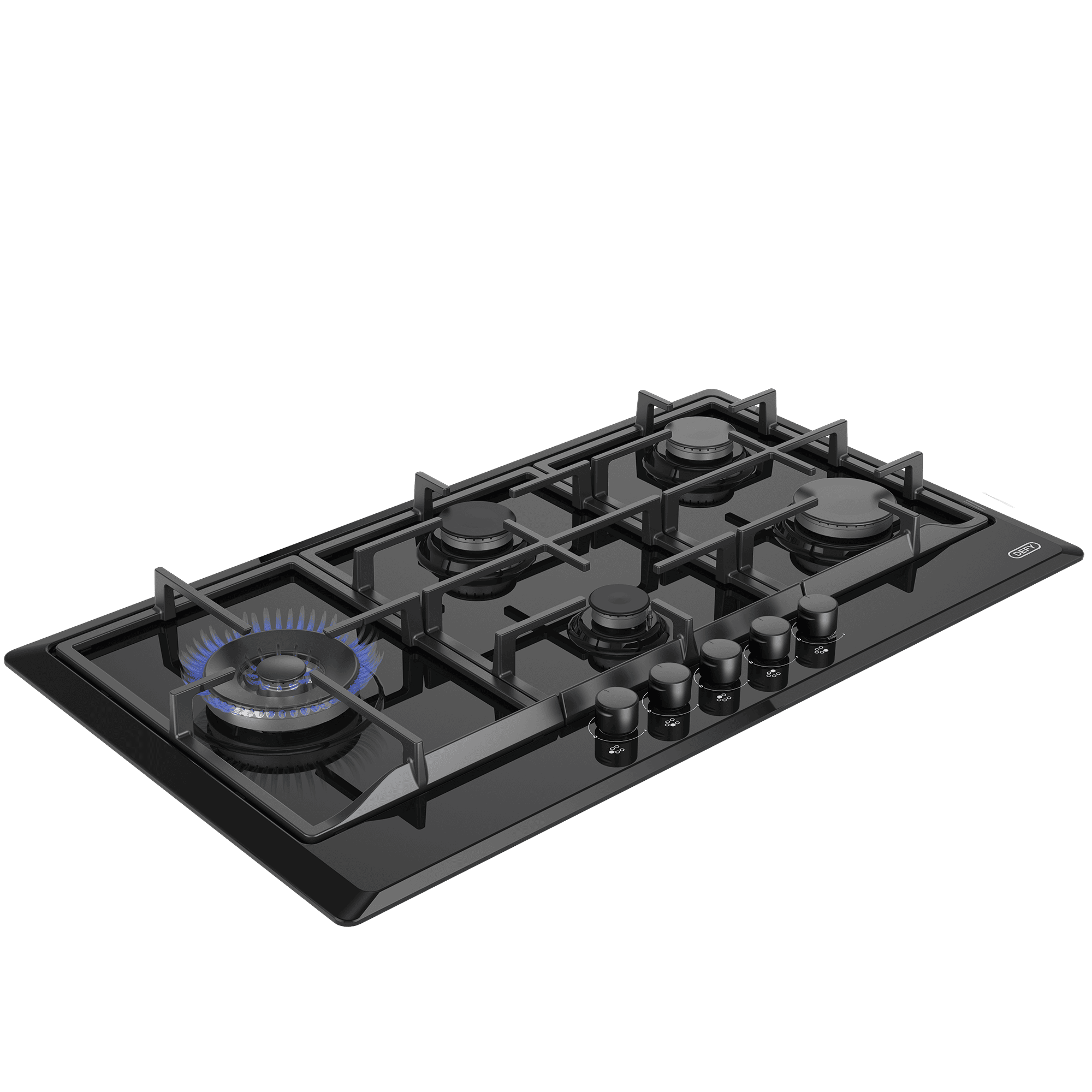 DEFY 90cm Gemini Gas Hob with Wok Black - Image 5