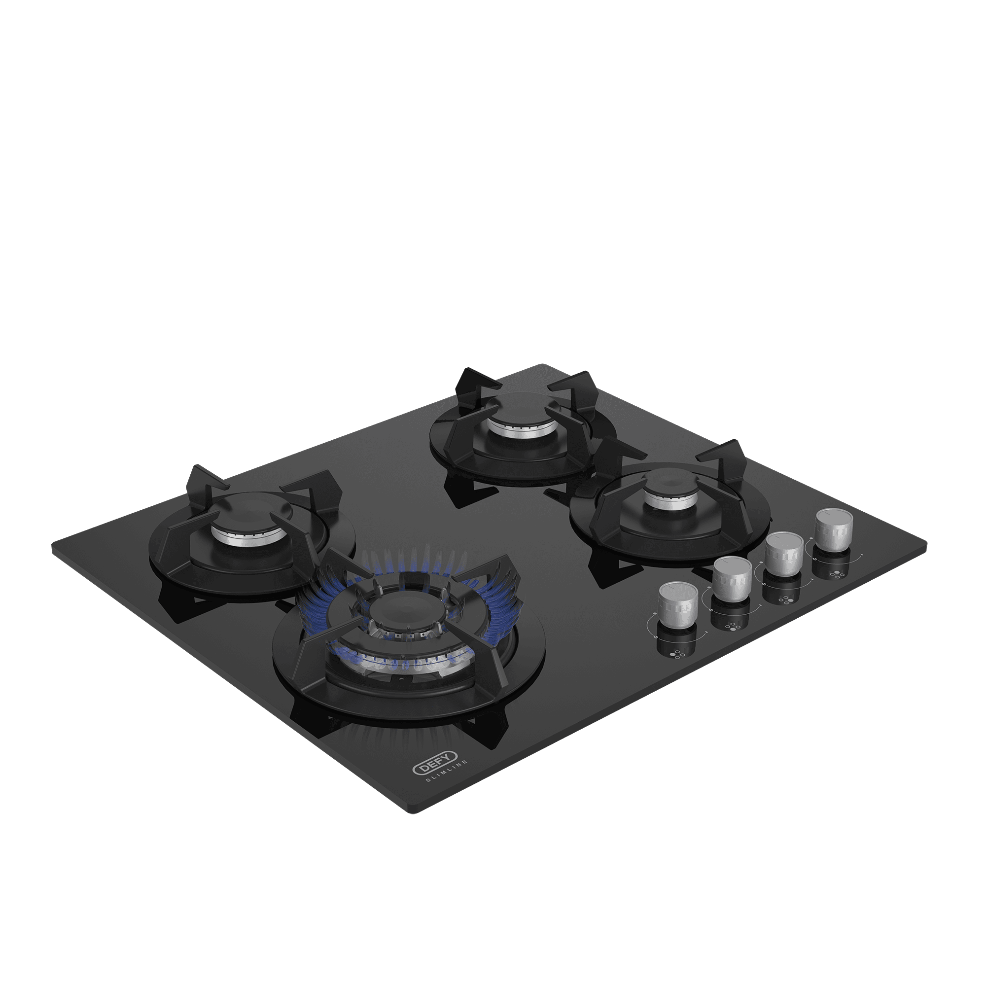 DEFY 60cm Slimline Gas on Glass Hob with Wok Black - Image 2