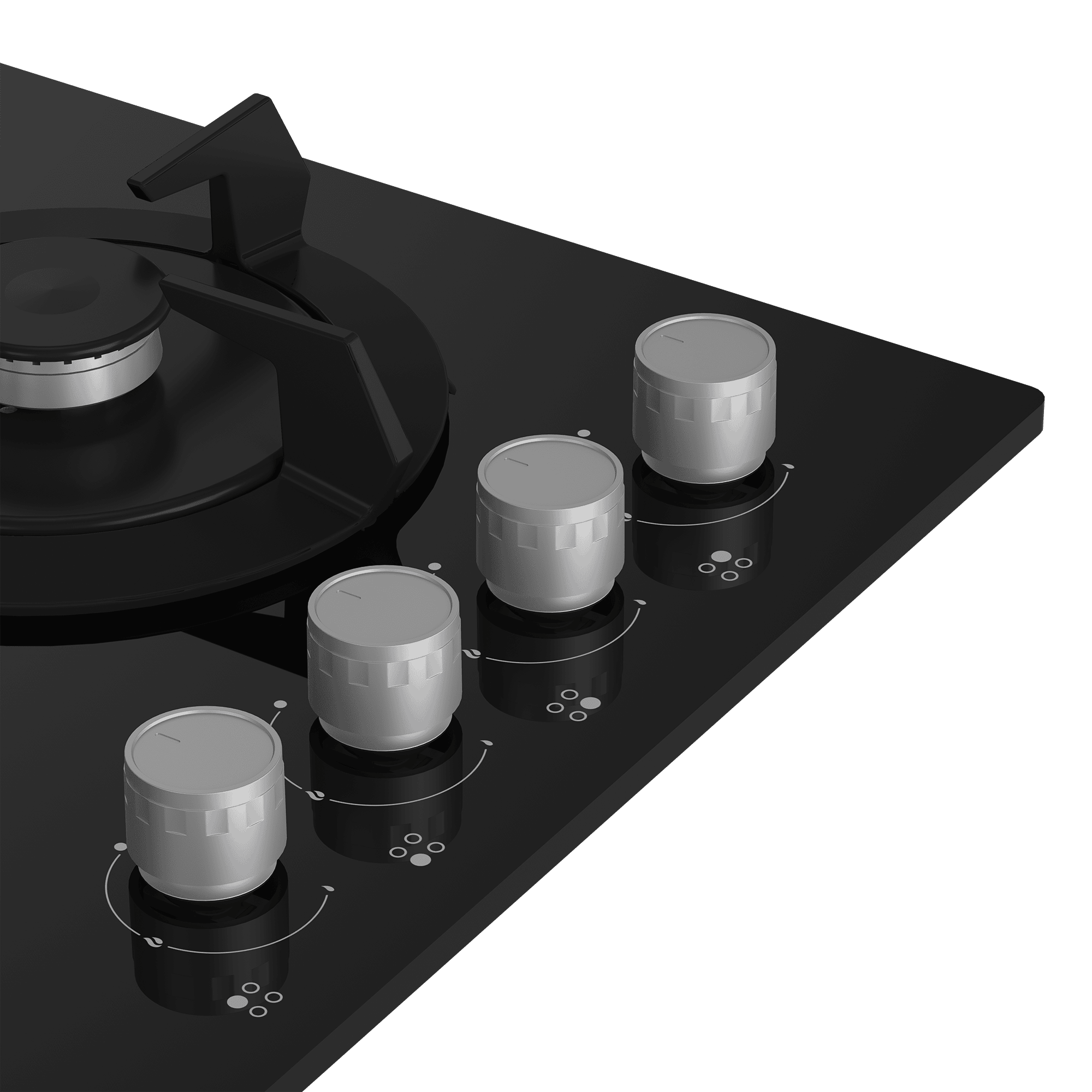 DEFY 60cm Slimline Gas on Glass Hob with Wok Black - Image 4