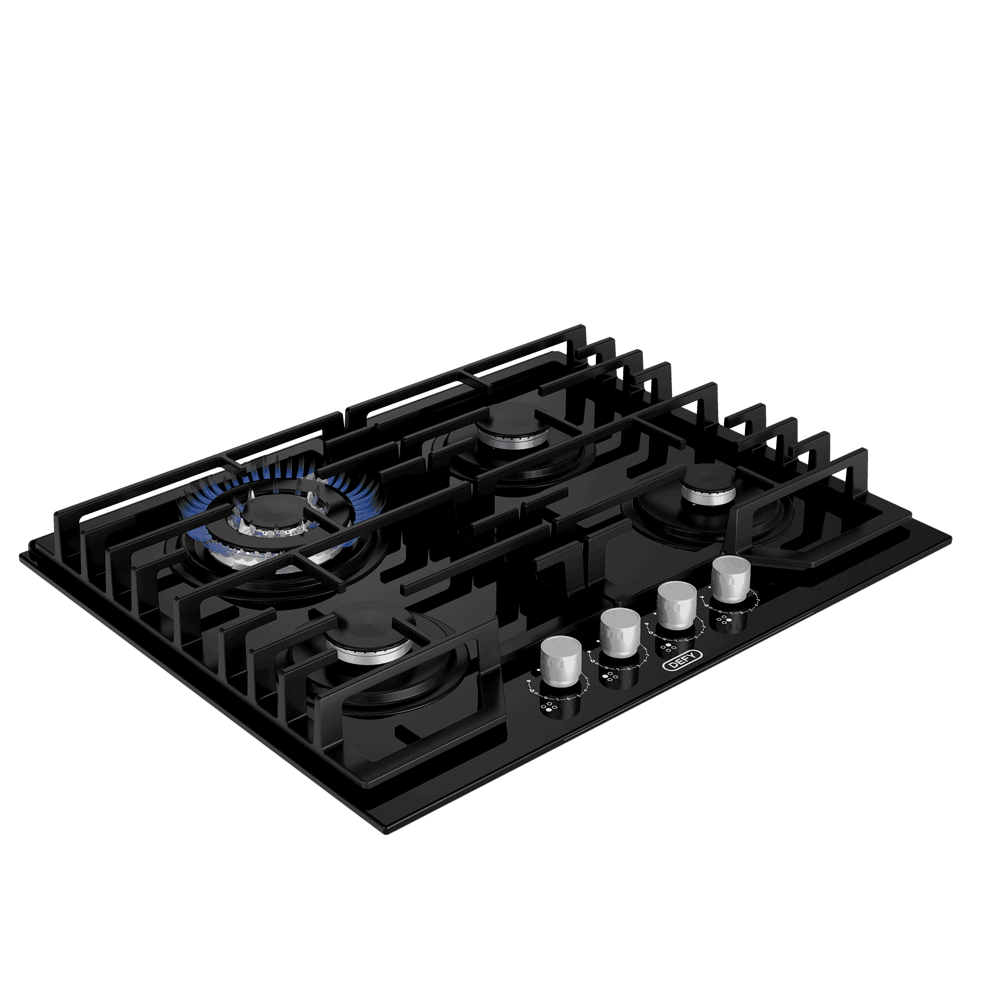 DEFY 65cm Slimline Gas on Glass Hob Wok & Precise Flame Black - Image 4