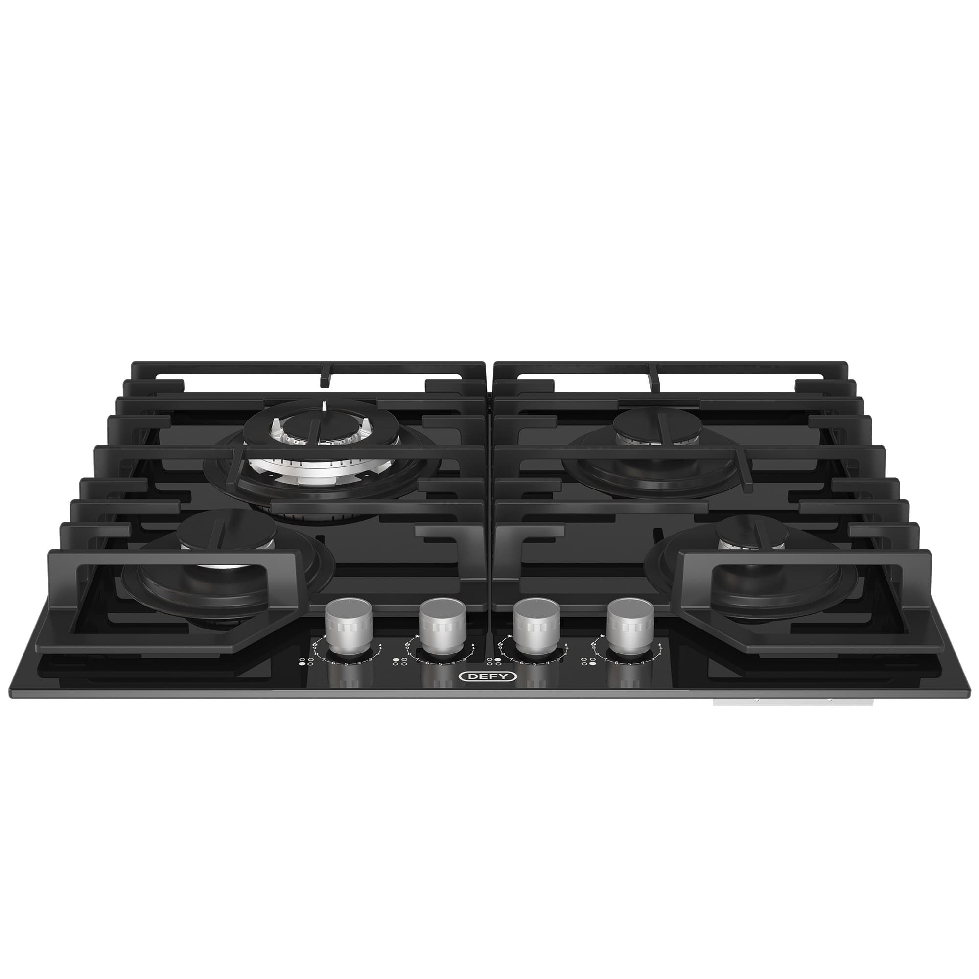 Defy DHG614 65cm Slimline Gas on Glass Hob Wok & Precise Flame Black