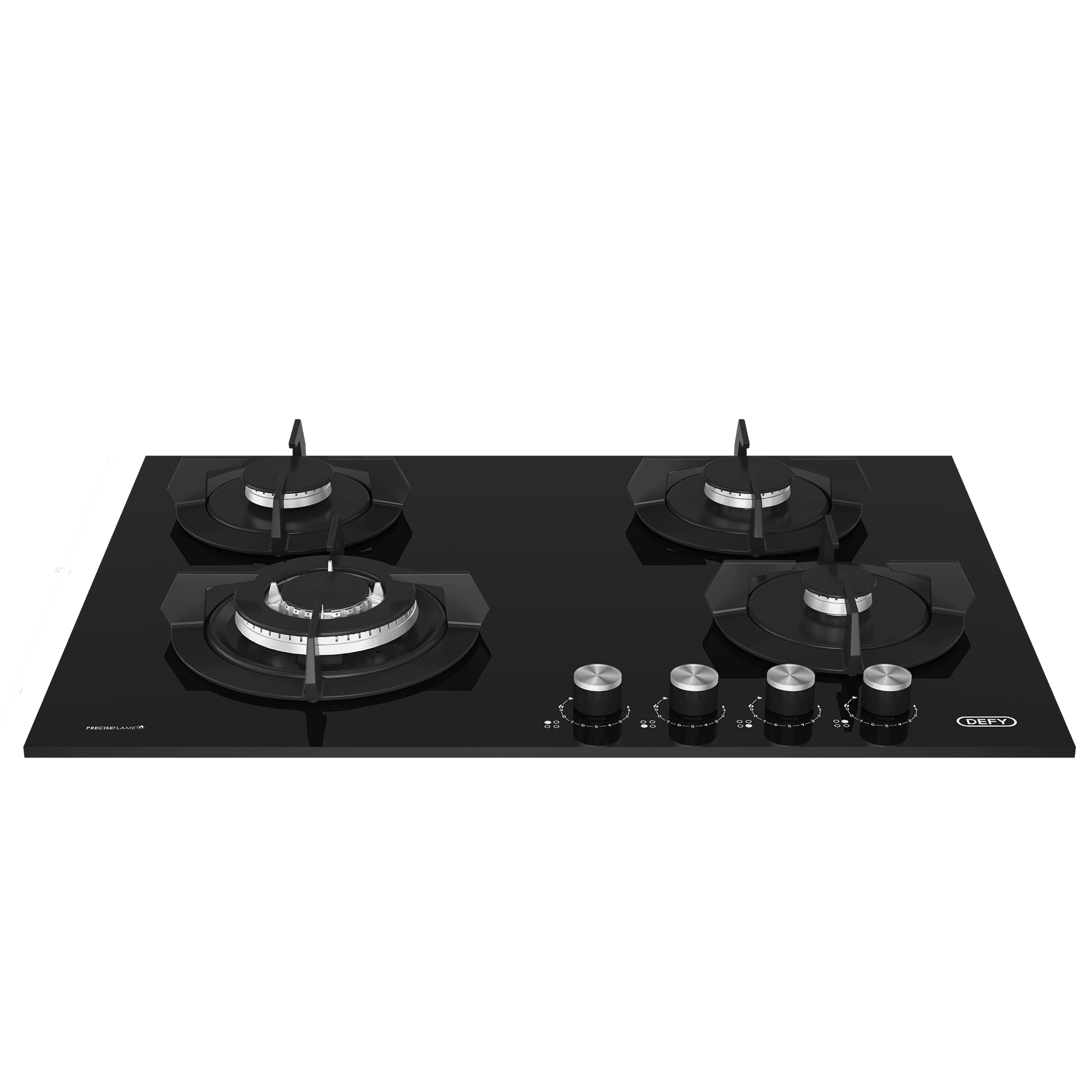 DEFY 70cm Gemini Gas on Glass Hob with Wok Black - Image 2