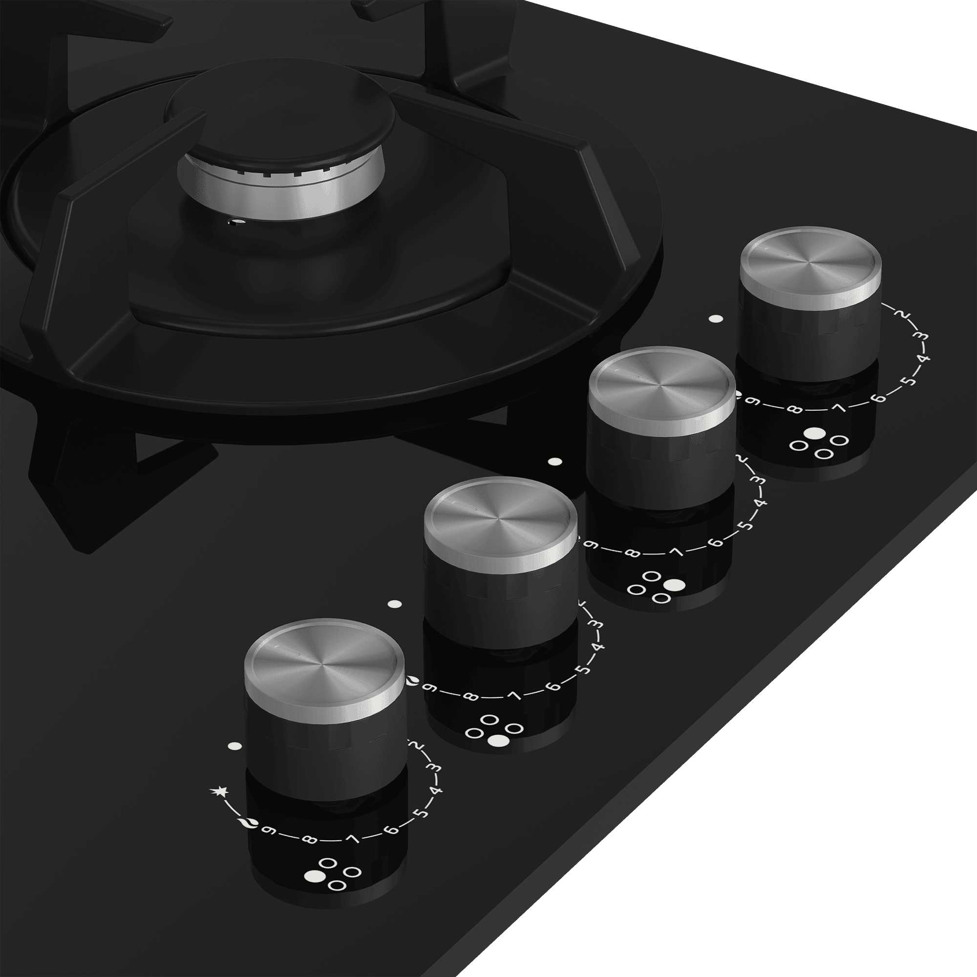 DEFY 70cm Gemini Gas on Glass Hob with Wok Black - Image 4