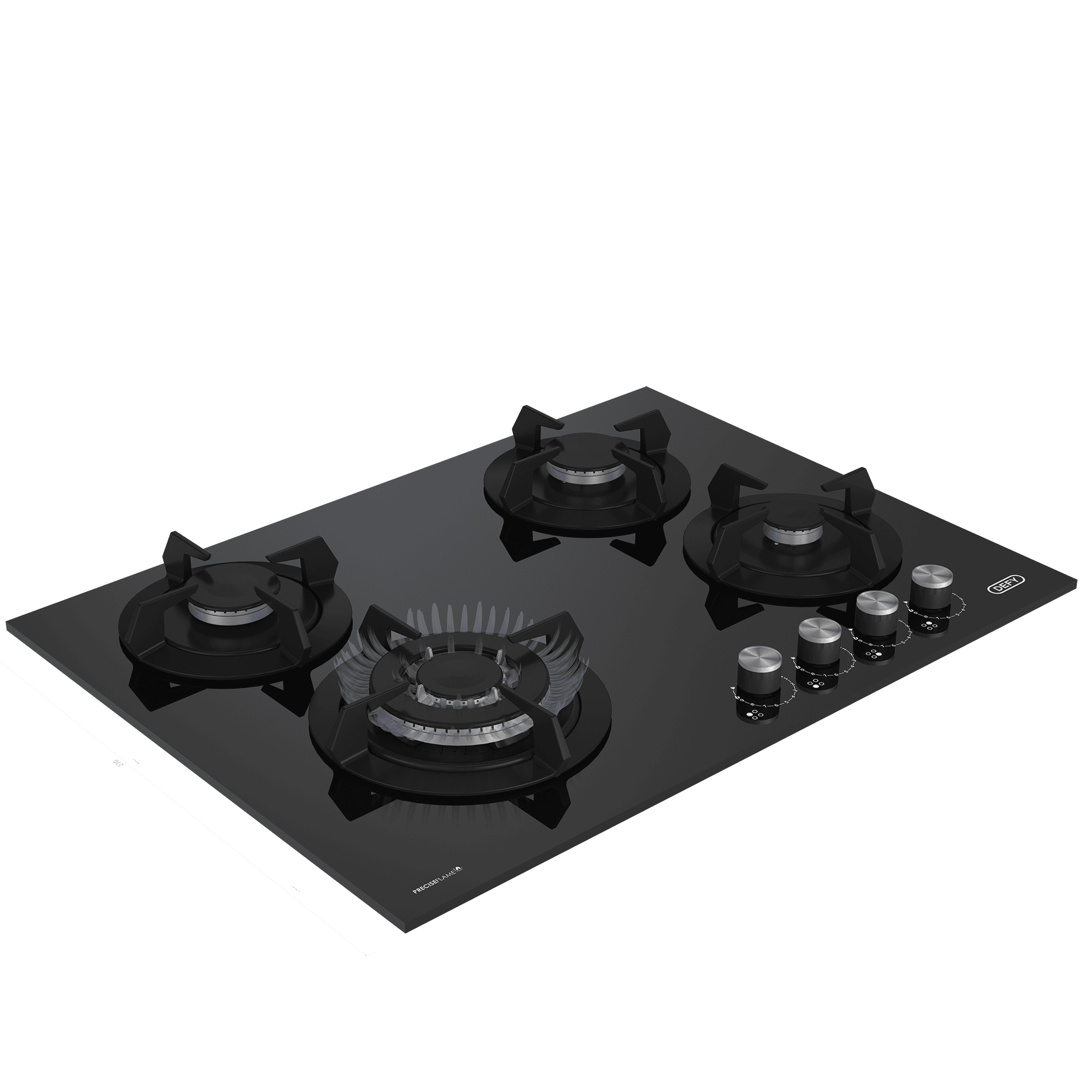 DEFY 70cm Gemini Gas on Glass Hob with Wok Black - Image 5