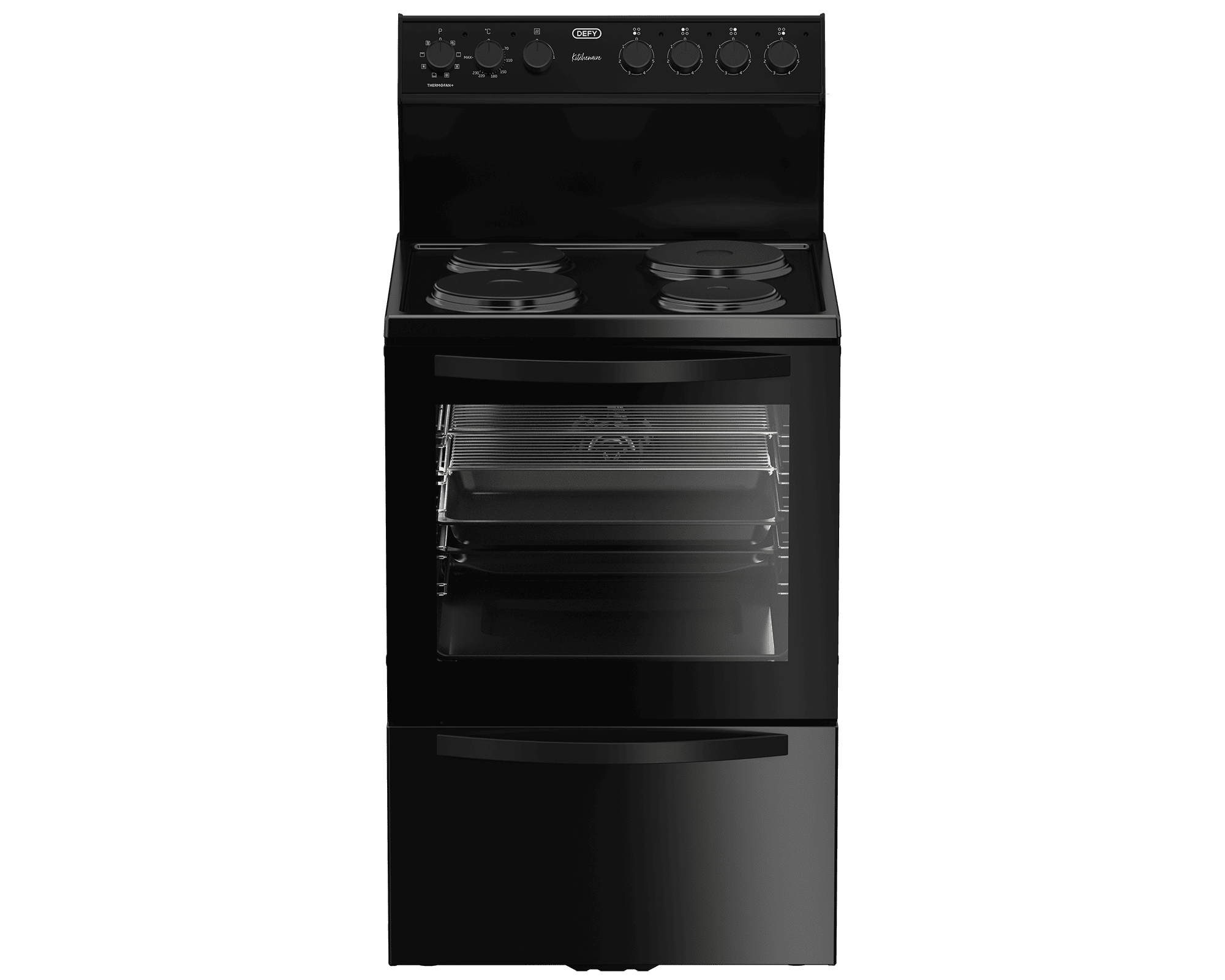 DEFY 60cm Electric Freestanding Stove ThermoFan+ Black RC