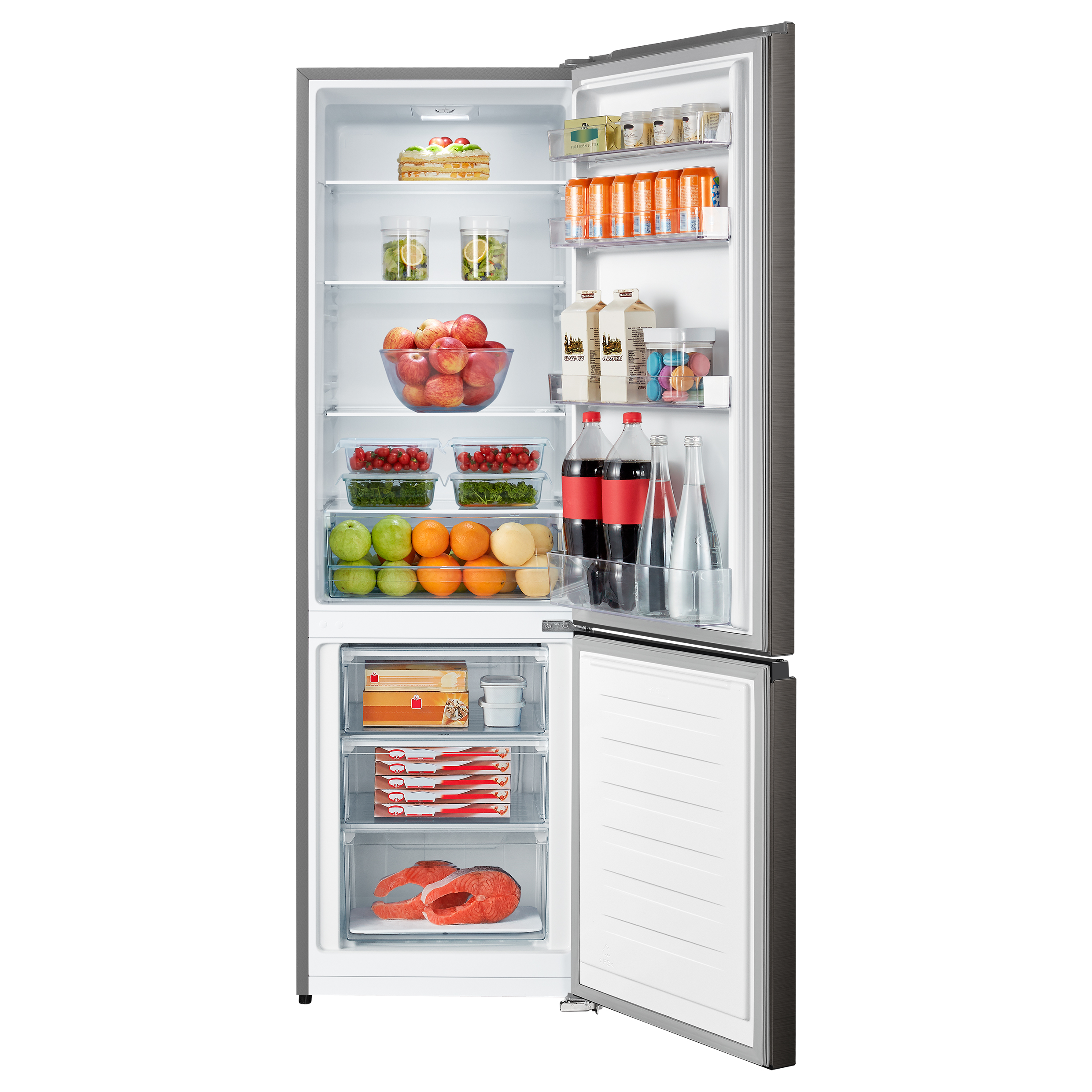 Hisense H370BIT 264 L Titanium Inox Combi Refrigerator - Image 2