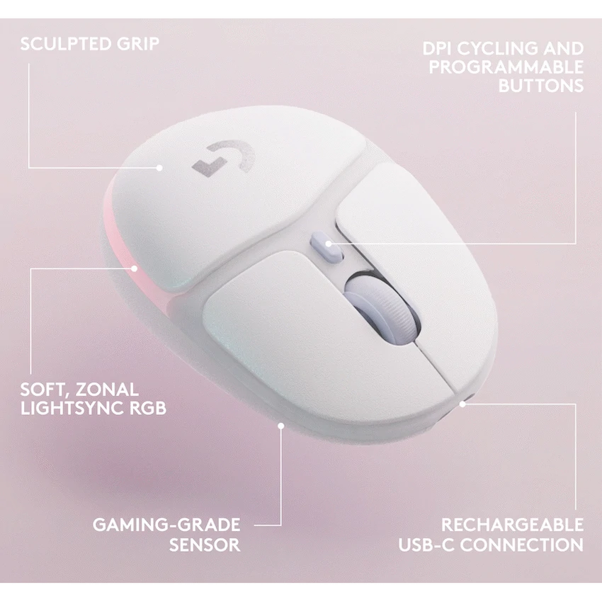 Logitech(R) G705 Wireless Gaming Mouse - White - Image 2