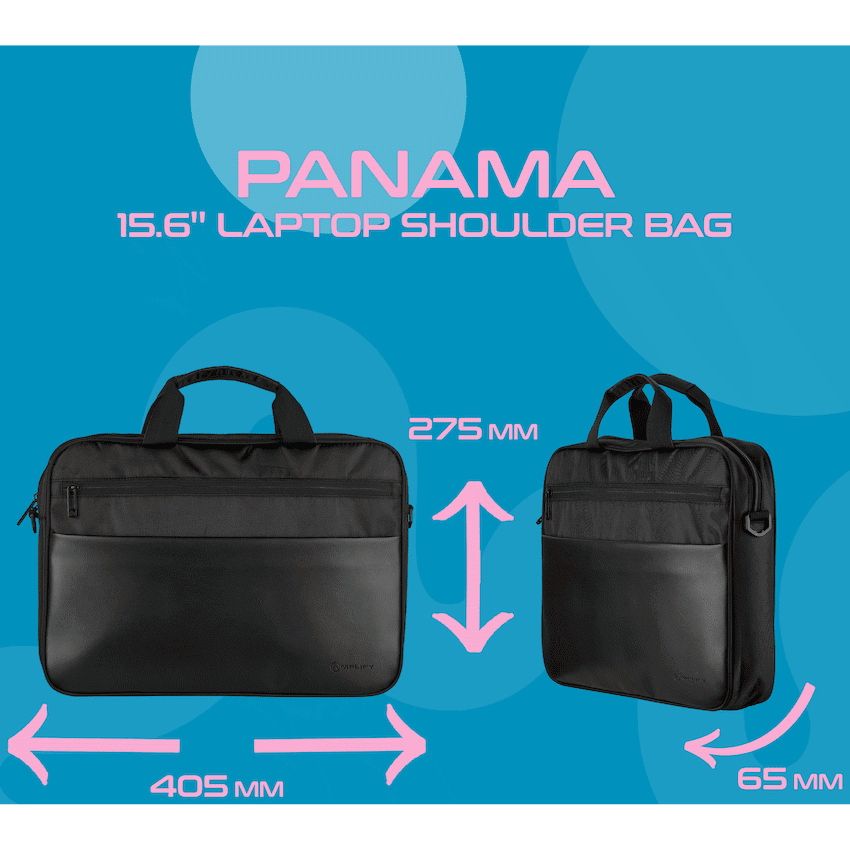 Amplify Panama 15.6" Laptop Shoulder Bag - Black - Image 3